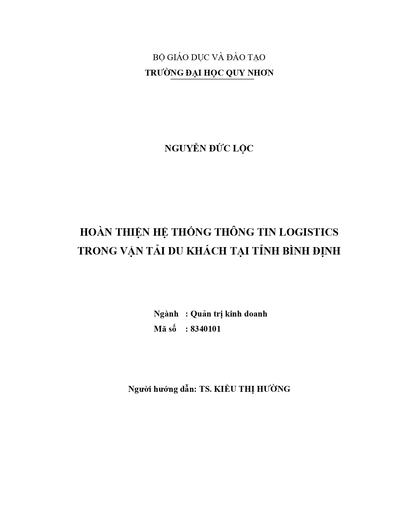 Hoàn thiện hệ thống thông tin logistics trong vận tải du khách tại tỉnh Bình Định