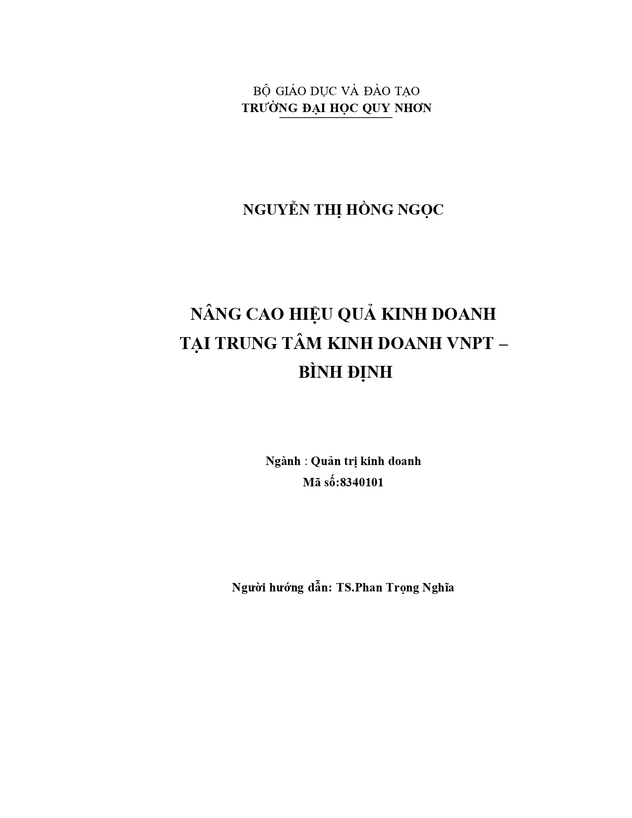 Nâng cao hiệu quả kinh doanh tại Trung tâm Kinh doanh VNPT - Bình Định
