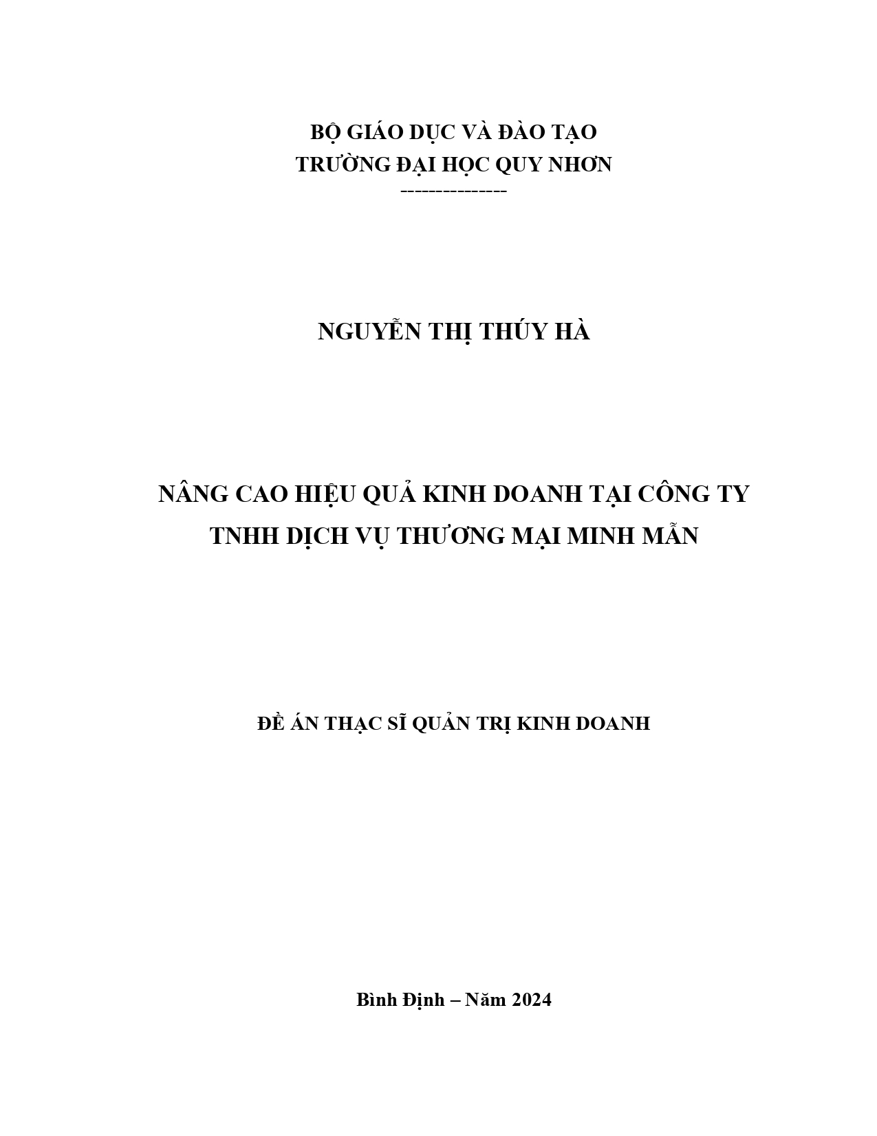 Nâng cao hiệu quả kinh doanh tại Công ty TNHH Dịch vụ Thương mại Minh Mẫn