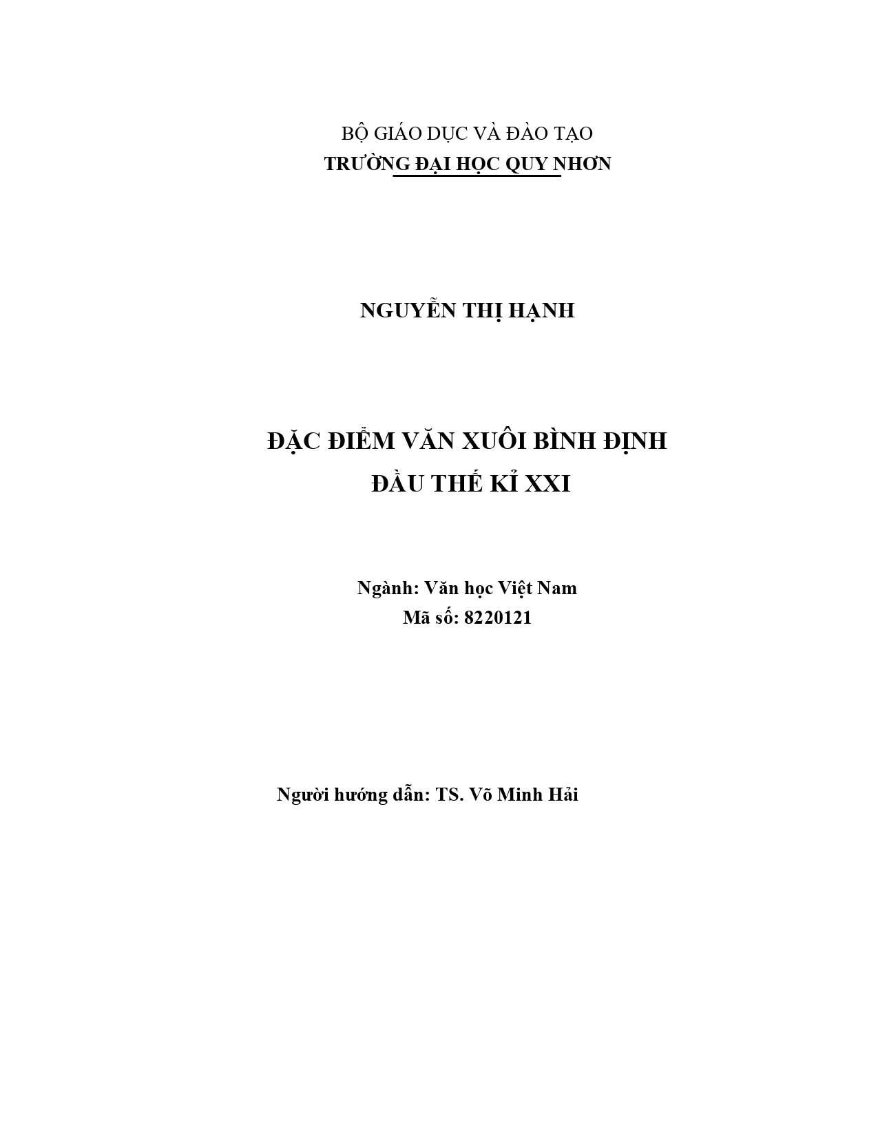 Đặc điểm văn xuôi Bình Định đầu thế kỉ XXI