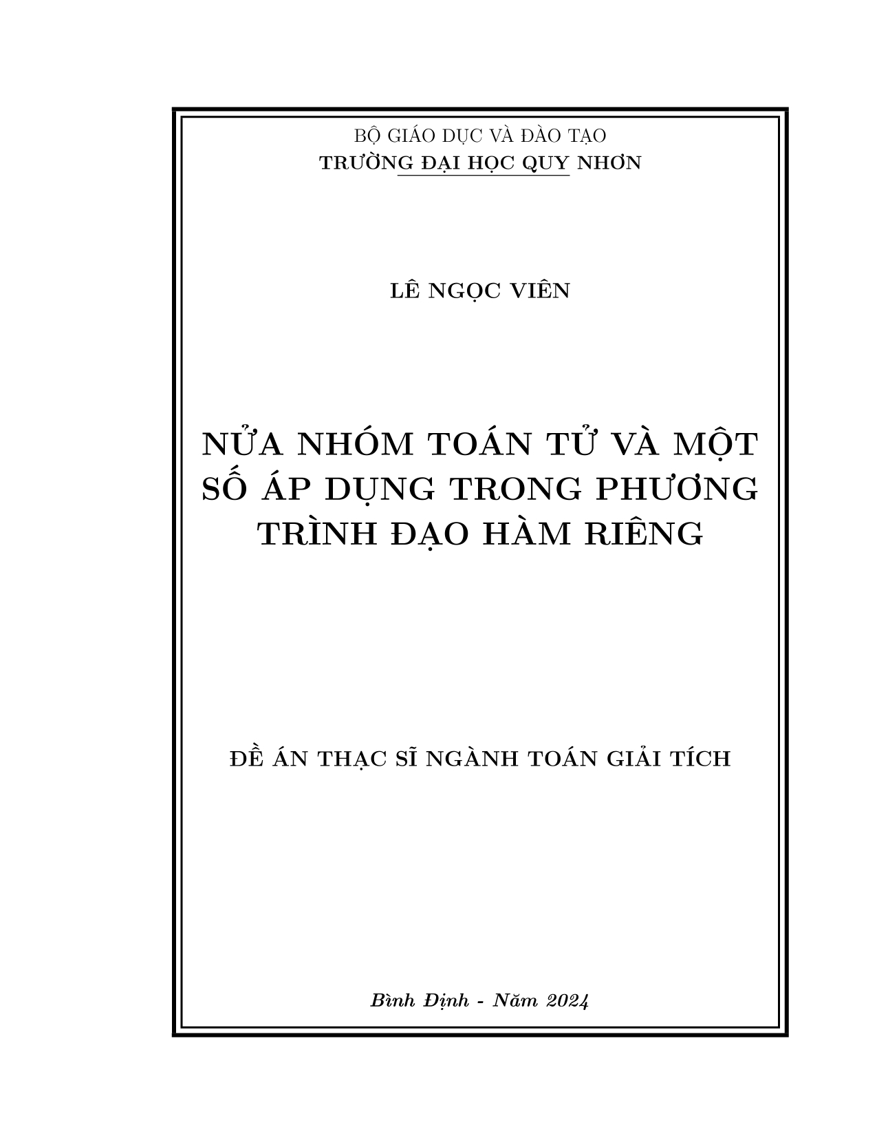 Nửa nhóm toán tử và một số áp dụng trong lý thuyết phương trình đạo hàm riêng