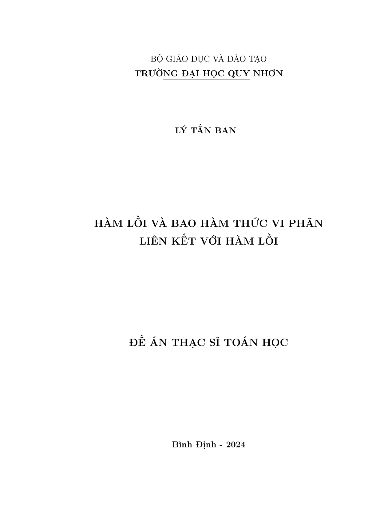 Hàm lồi và bao hàm thức vi phân liên kết với hàm lồi