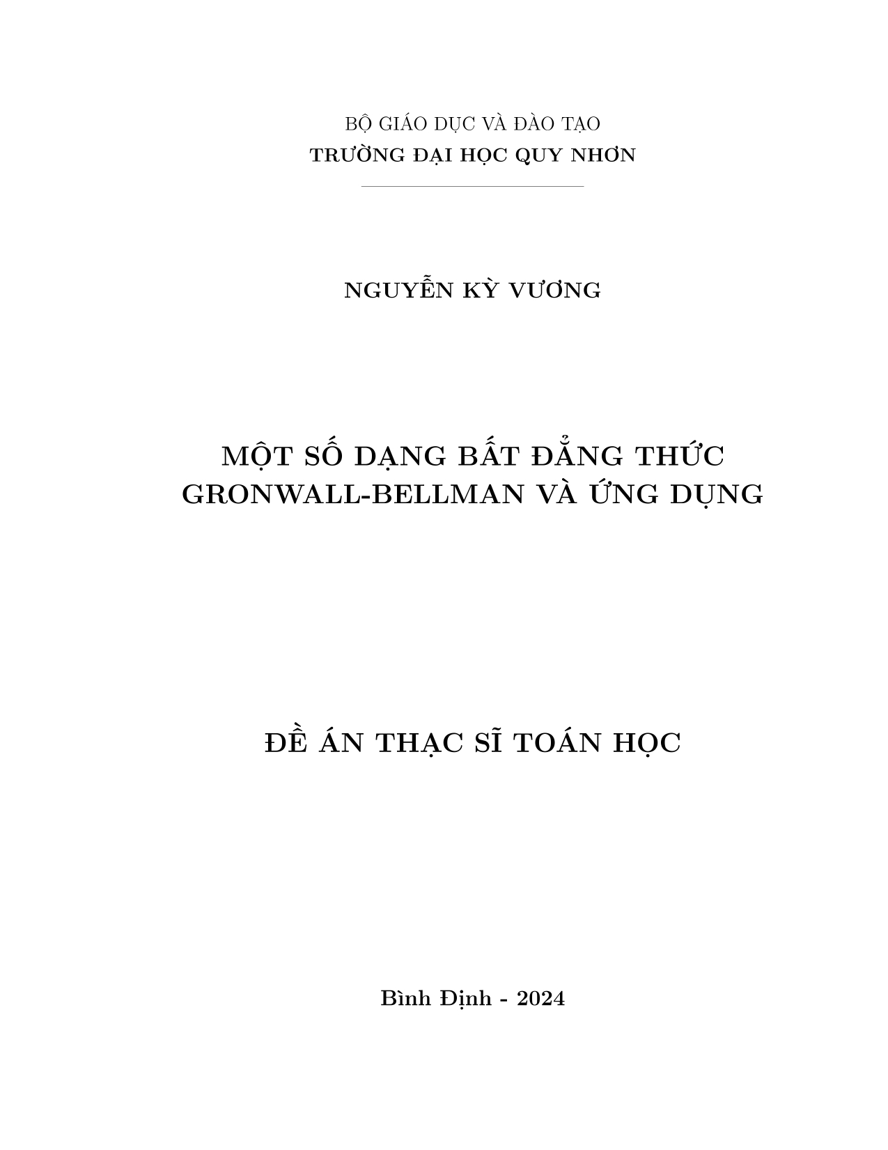 Một số dạng bất đẳng thức Gronwall-Bellman và ứng dụng