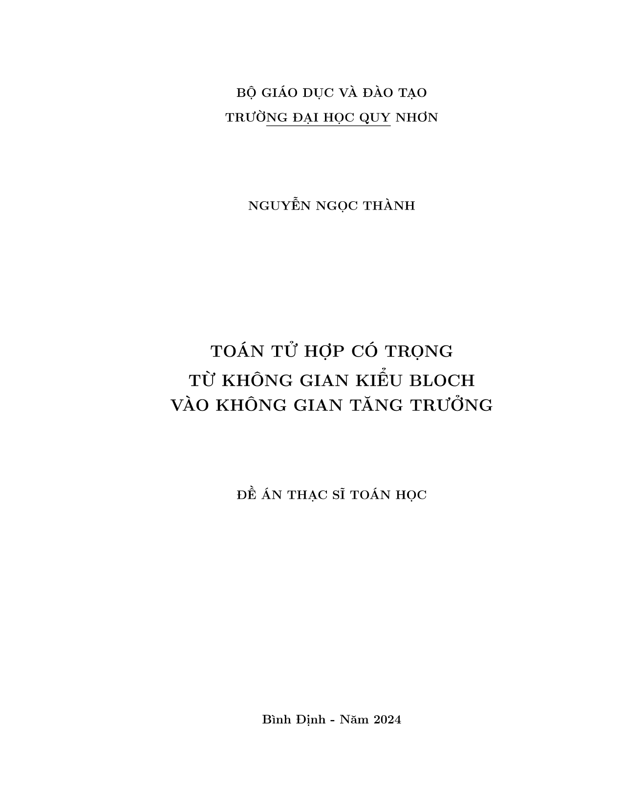 Toán tử hợp có trọng từ không gian Bloch vào không gian tăng trưởng