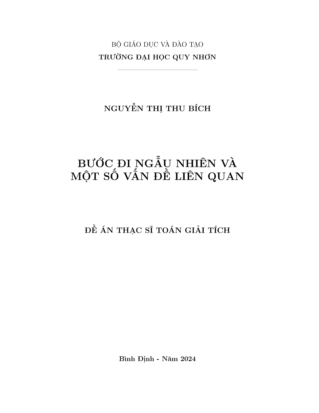 Bước đi ngẫu nhiên và một số vấn đề liên quan