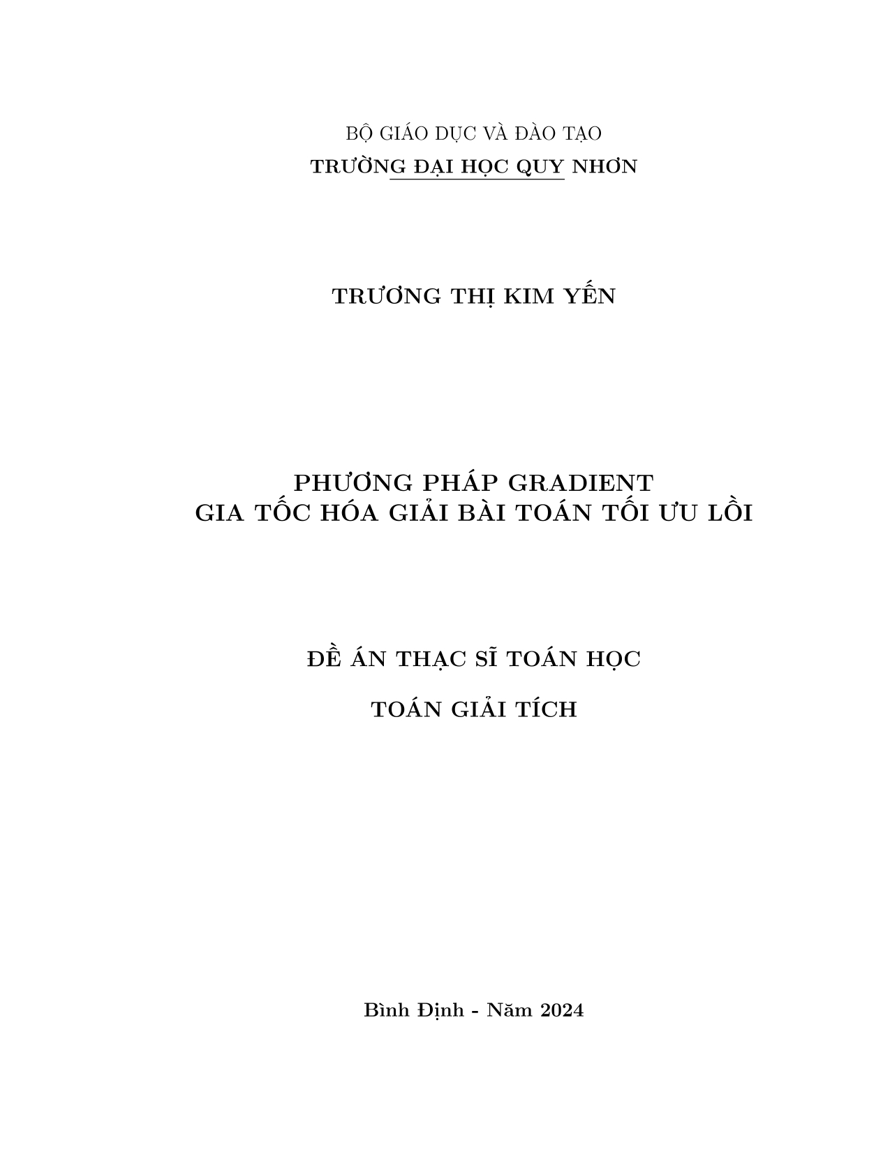Phương pháp gradient gia tốc hóa giải bài toán tối ưu lồi