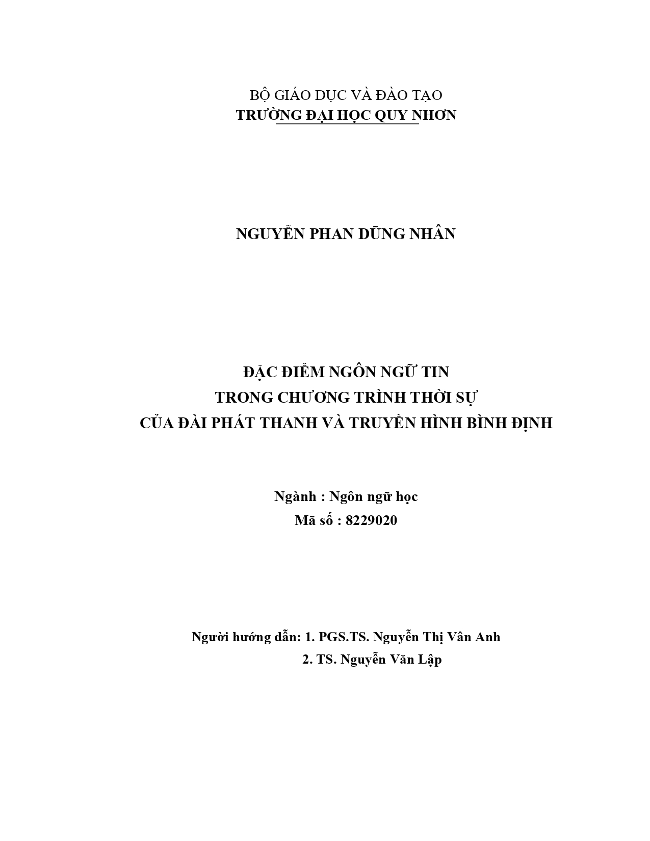 Đặc điểm ngôn ngữ tin trong Chương trình thời sự của Đài Phát thanh và Truyền hình Bình Định