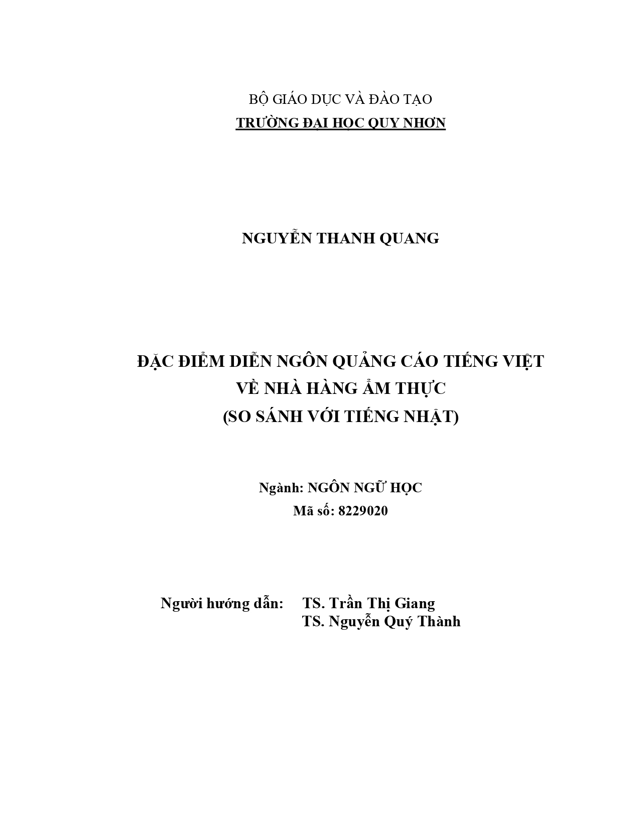 Đặc điểm diễn ngôn quảng cáo tiếng Việt về nhà hàng ẩm thực (So sánh với tiếng Nhật)