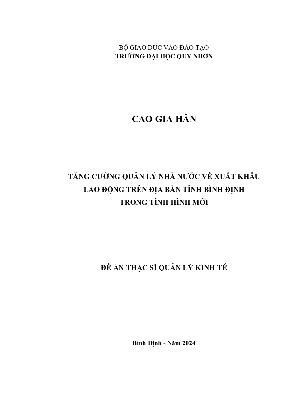 Tăng cường quản lý nhà nước về xuất khẩu lao động trên địa bàn tỉnh Bình Định trong tình hình mới