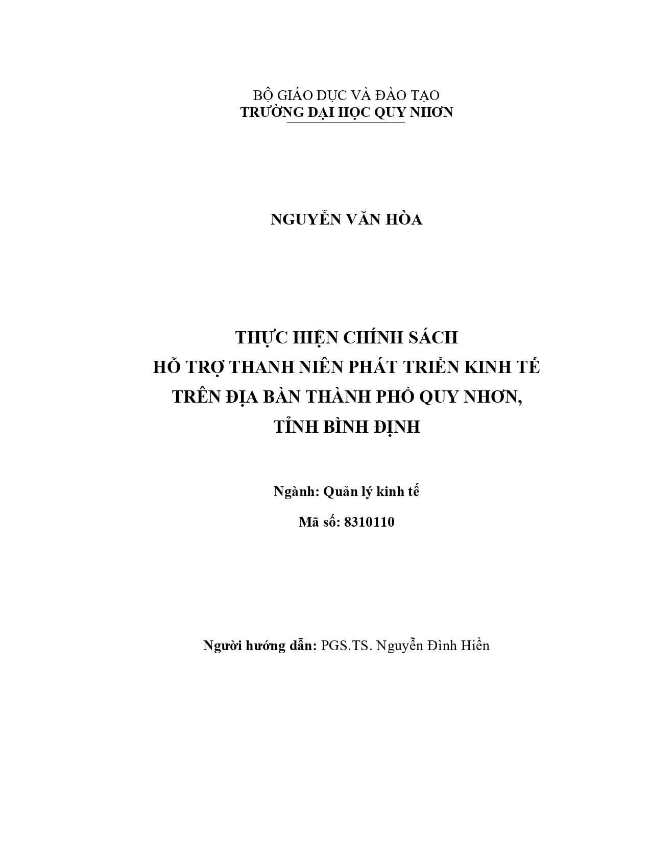 Thực hiện chính sách hỗ trợ thanh niên phát triển kinh tế trên địa bàn thành phố Quy Nhơn, tỉnh Bình Định