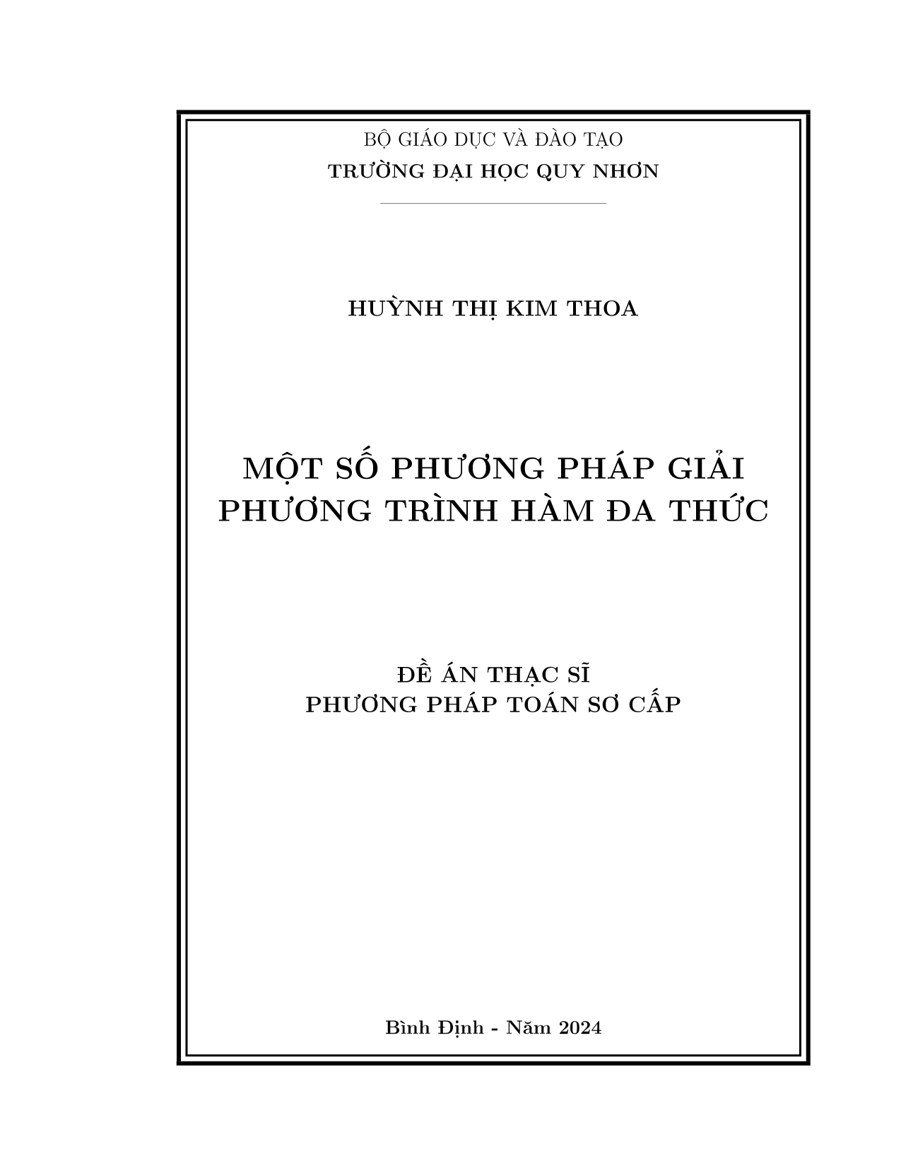 Một số phương pháp giải phương trình hàm đa thức
