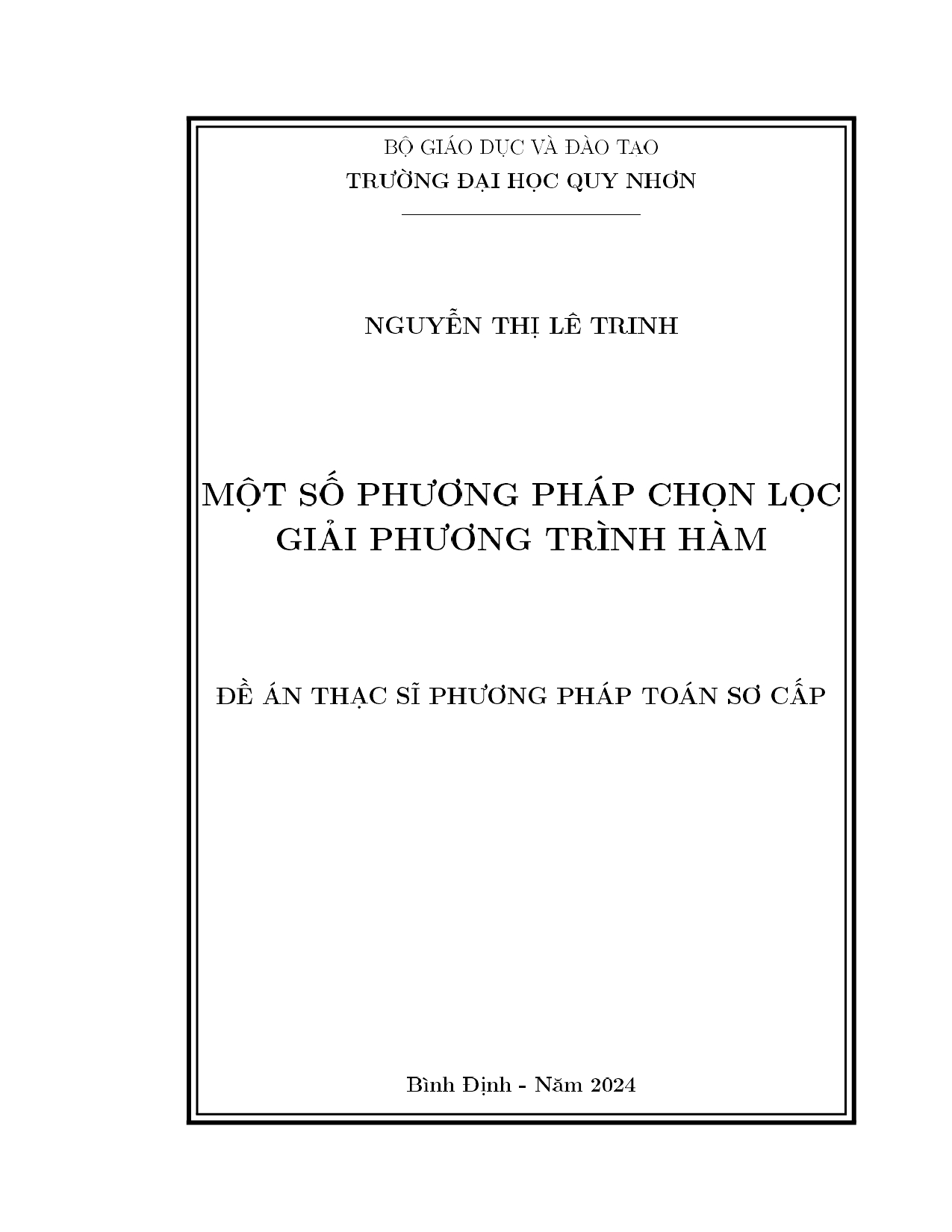 Một số phương pháp chọn lọc giải phương trình hàm
