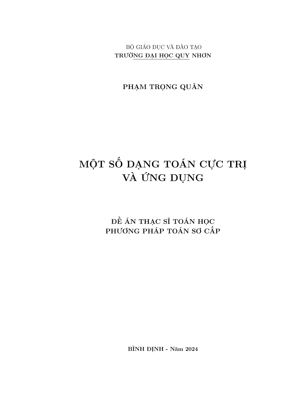 Một số dạng toán cực trị và ứng dụng