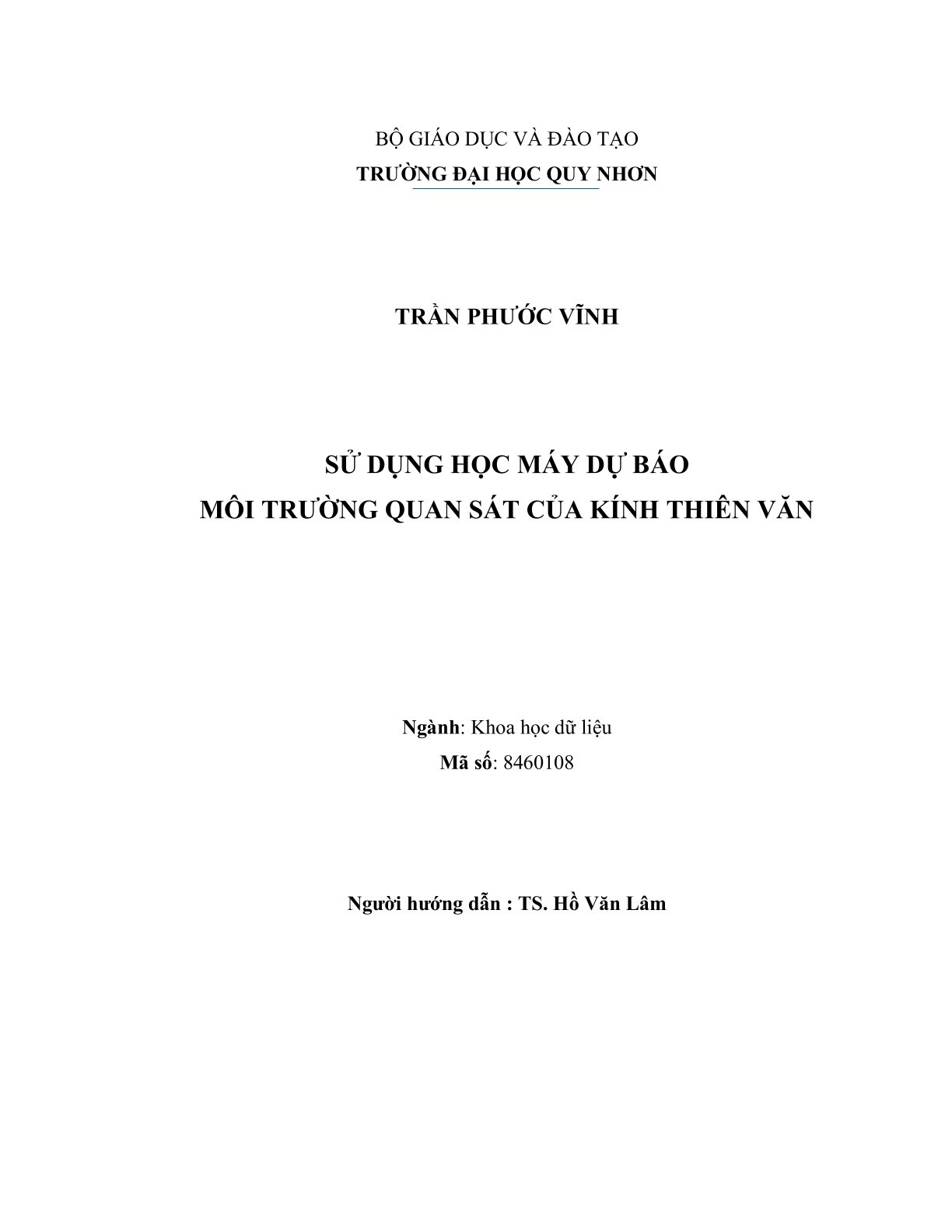 Sử dụng học máy dự báo môi trường quan sát