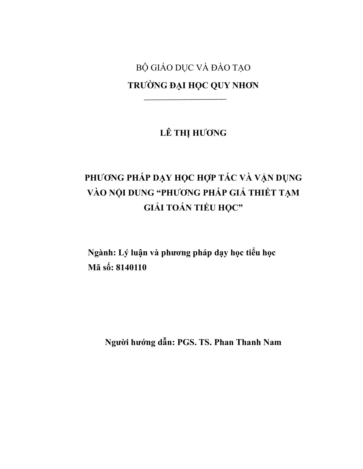 Phương pháp dạy học hợp tác và vận dụng vào nội dung “Phương pháp giả thiết tạm giải toán tiểu học”