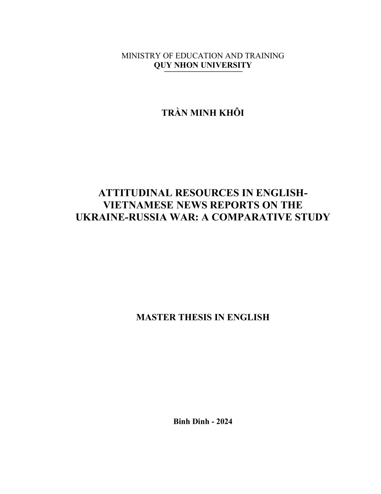 Attitudinal resources in English-Vietnamese in news reports on the Ukraine-Russia War: A comparative study