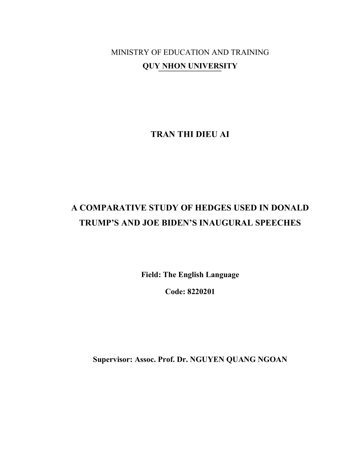 A Comparative Study of Hedges Used in Donald Trump's and Joe Biden's Inaugural Speeches