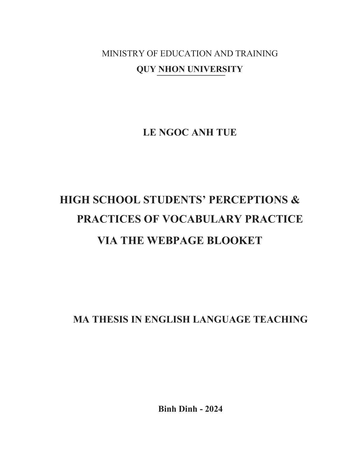 High school students' perceptions and practices of vocabulary practice via the webpage Blooket