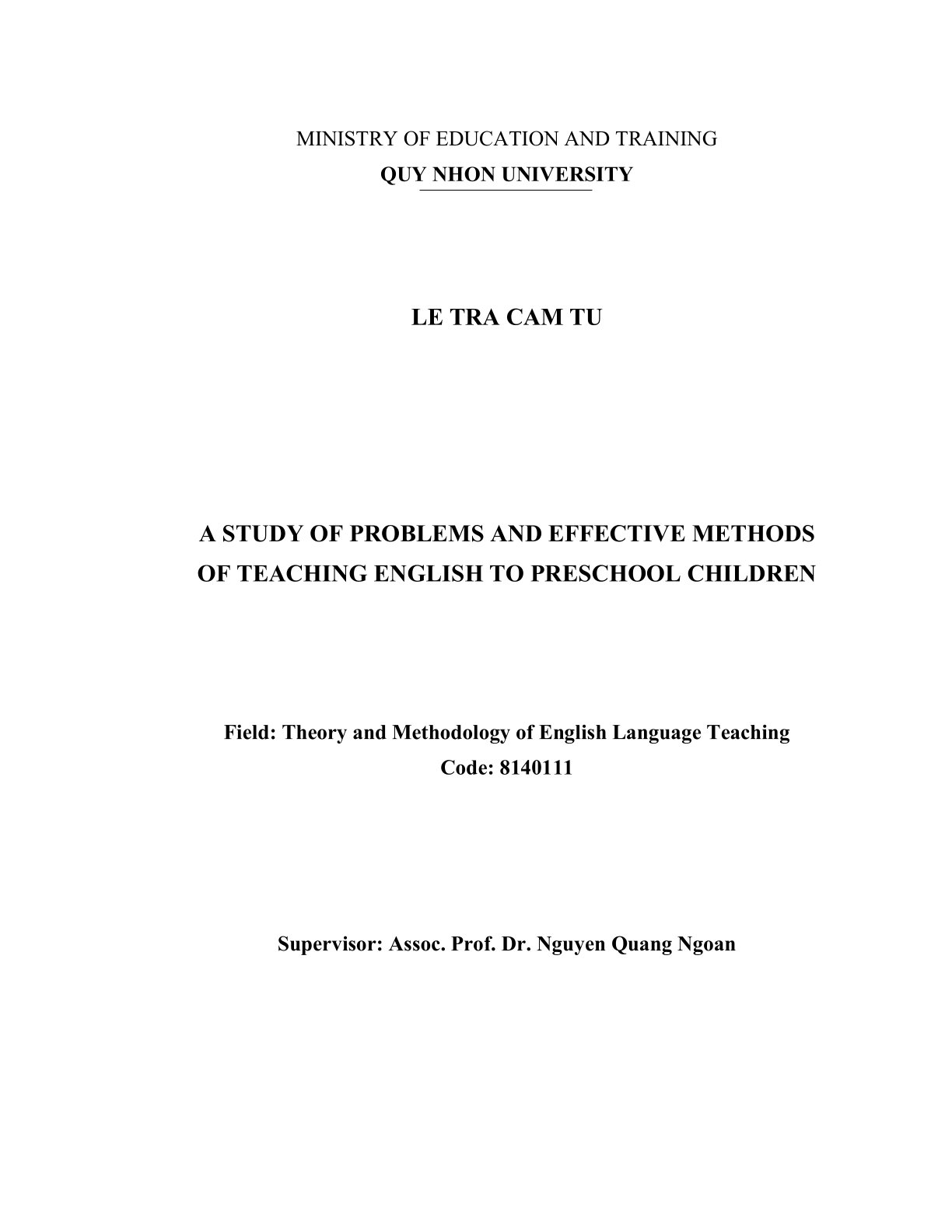 A study of problems and effective methods of teaching English to preschool children