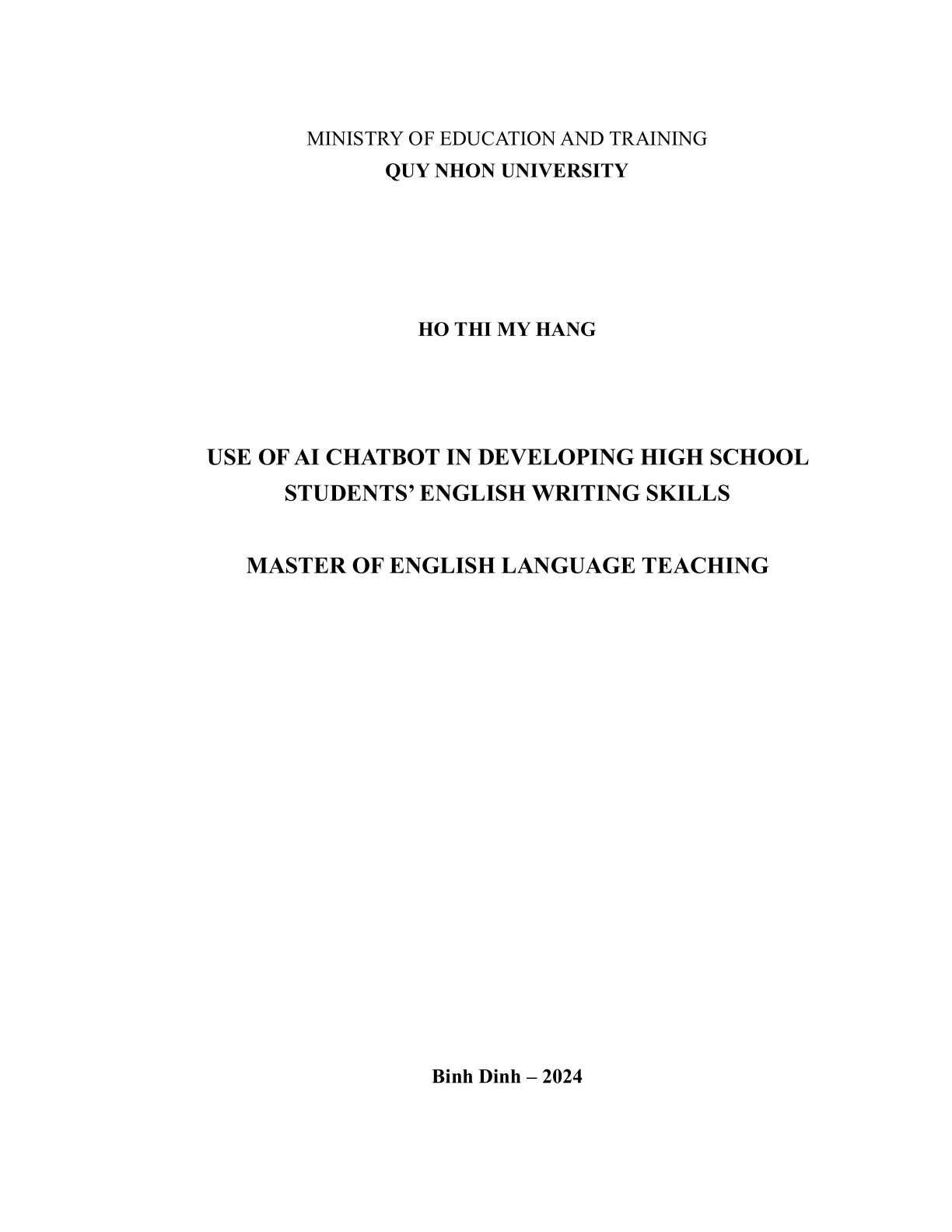 Use of AI chatbot in developing high school students' English Writing skills
