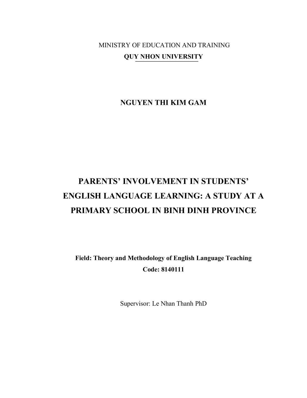 Parents' involvement in students' English language learning: A study at a primary school in Binh Dinh Province
