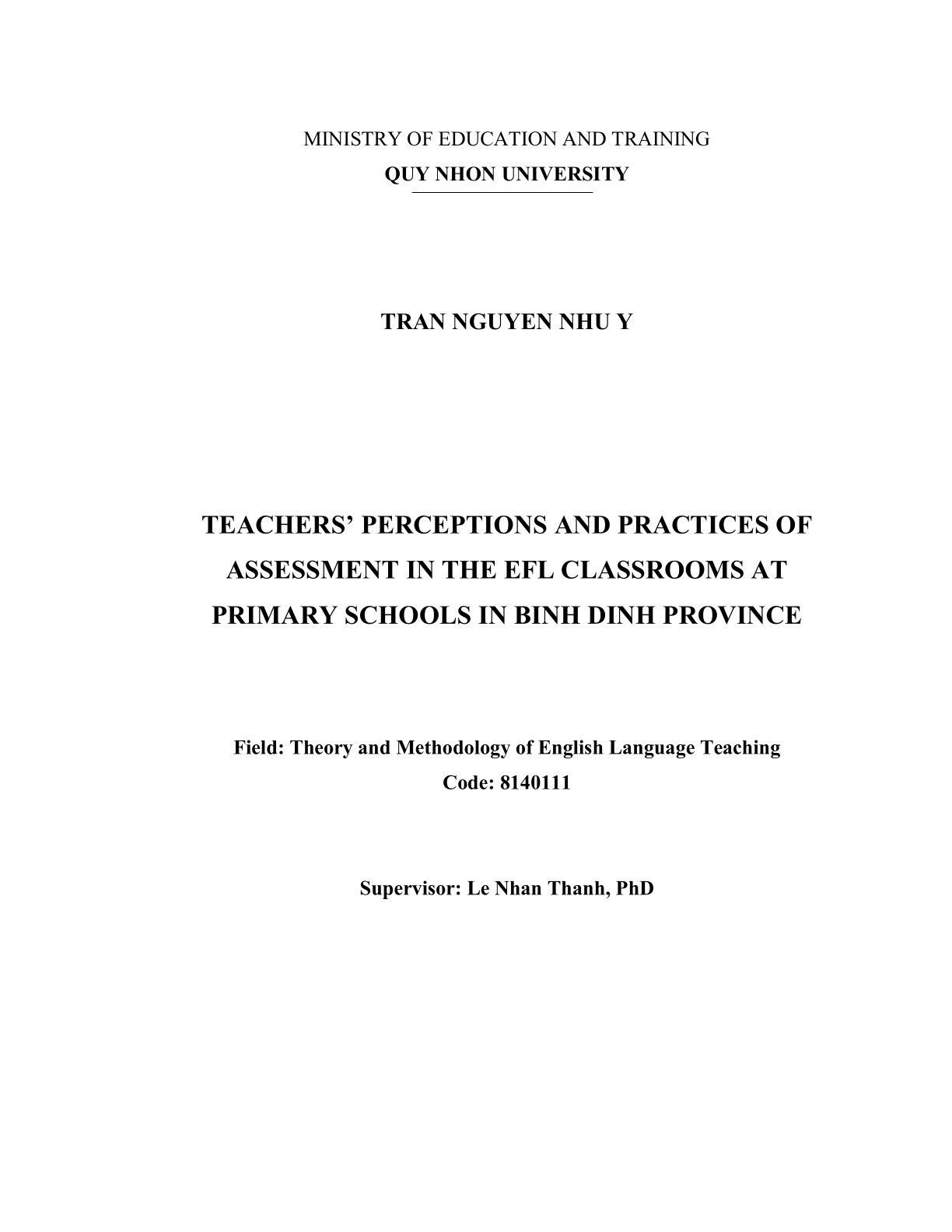 Teachers’ perceptions and practices of assessment in the EFL classrooms at primary schools in Binh Dinh Province