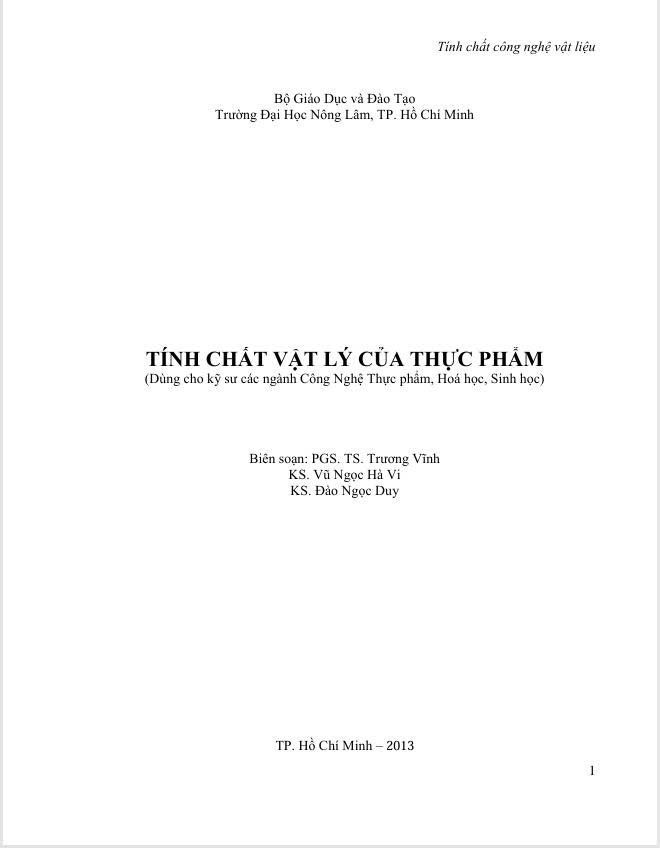 Tính chất vật lý của thực phẩm