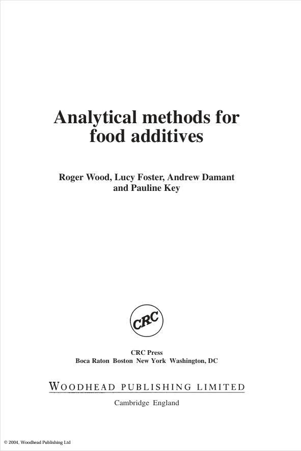 Analytical methods for food additives