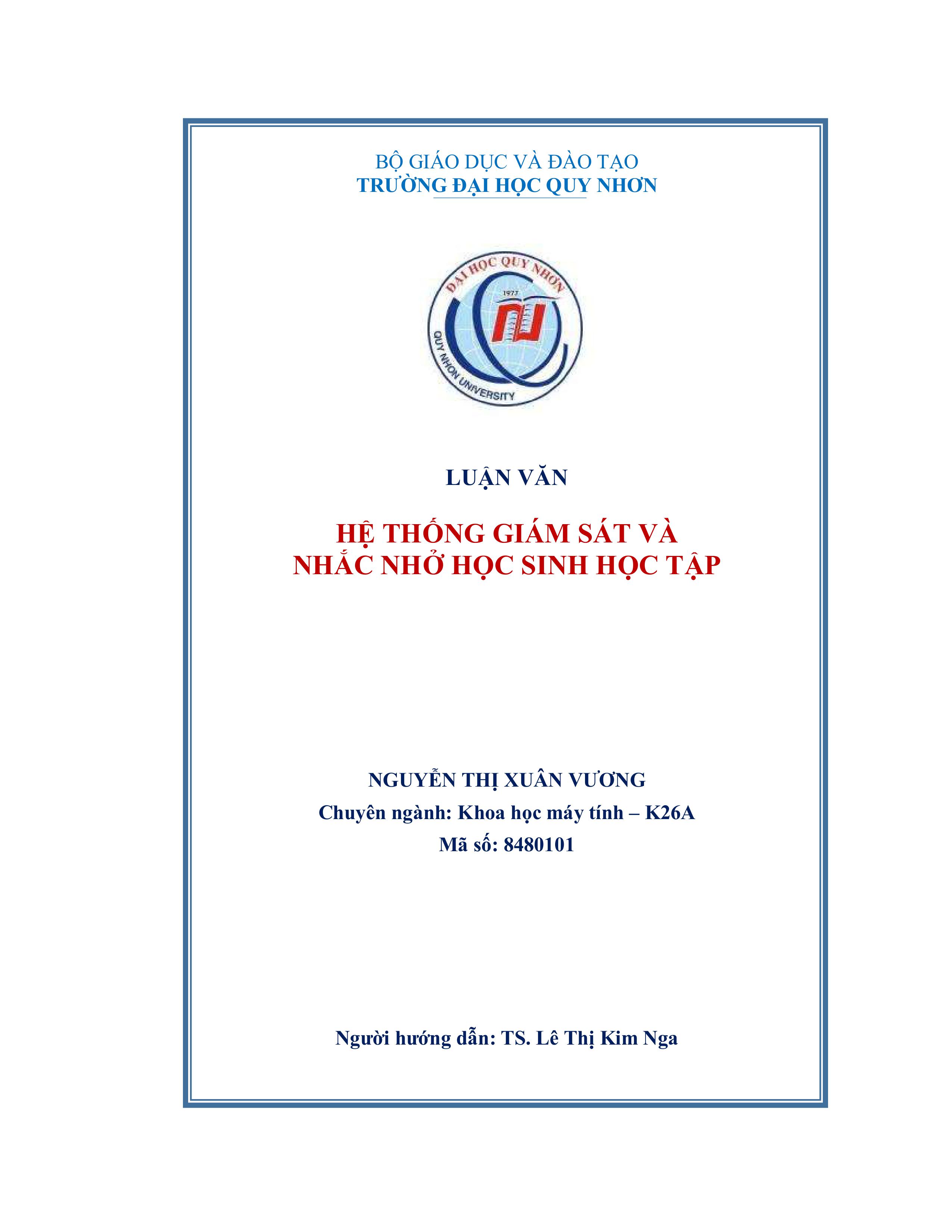 Hệ thống giám sát và nhắc nhở học sinh học tập