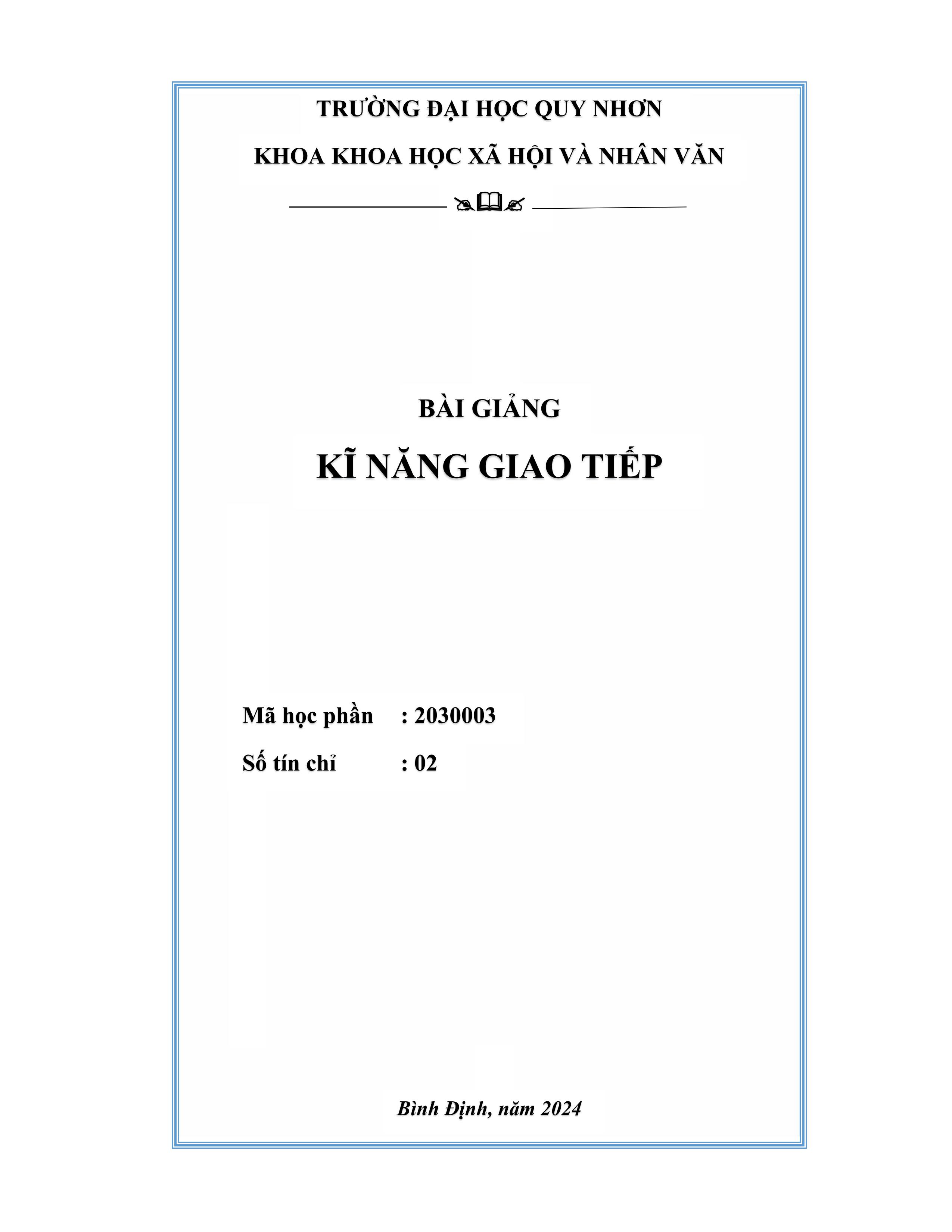 Bài giảng Kỹ năng giao tiếp