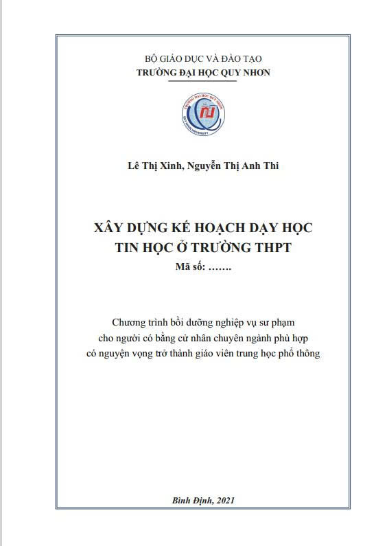 Xây dựng kế hoạch dạy học tin học ở trường trung học phổ thông