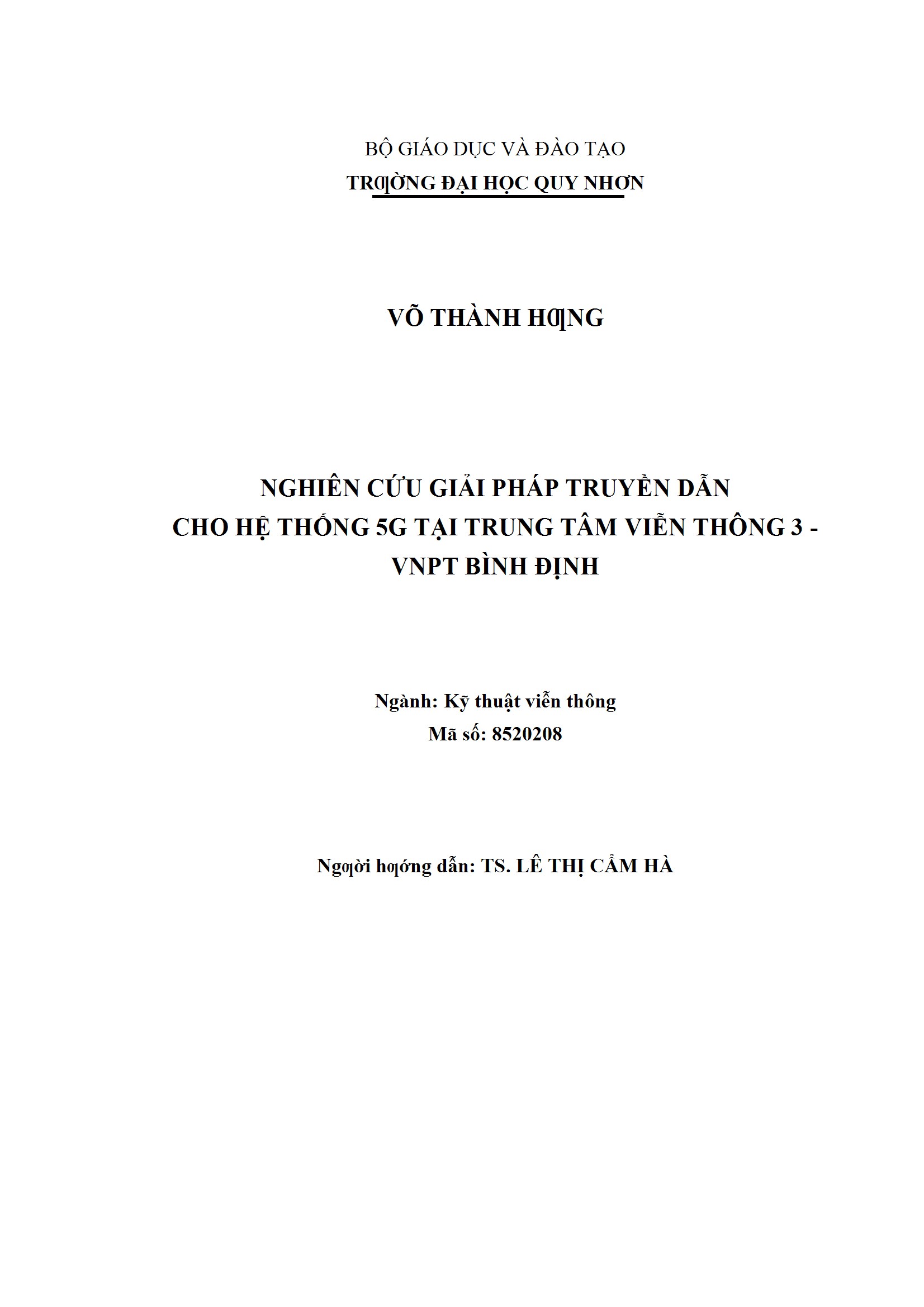 Nghiên cứu giải pháp truyền dẫn cho hệ thống 5G tại Trung tâm Viễn thông 3 - VNPT Bình Định