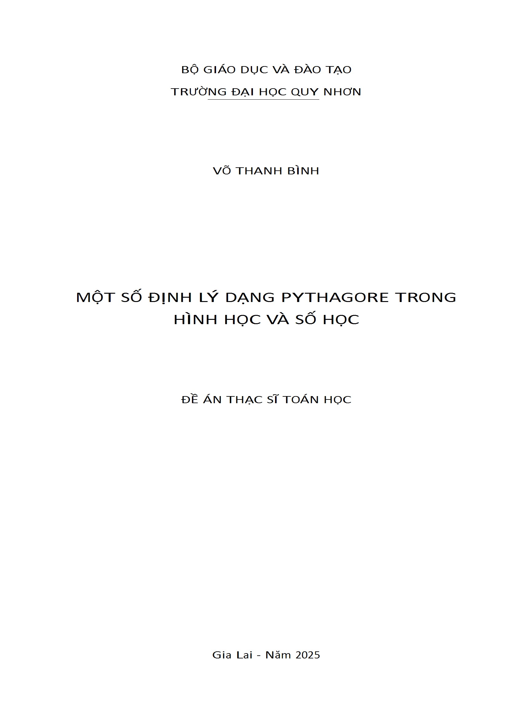 Một số định lý dạng Pythagore trong hình học và số học