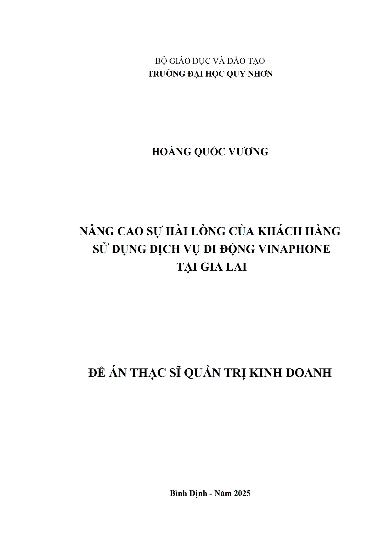 Nâng cao sự hài lòng của khách hàng sử dụng dịch vụ di động Vinaphone tại Gia Lai