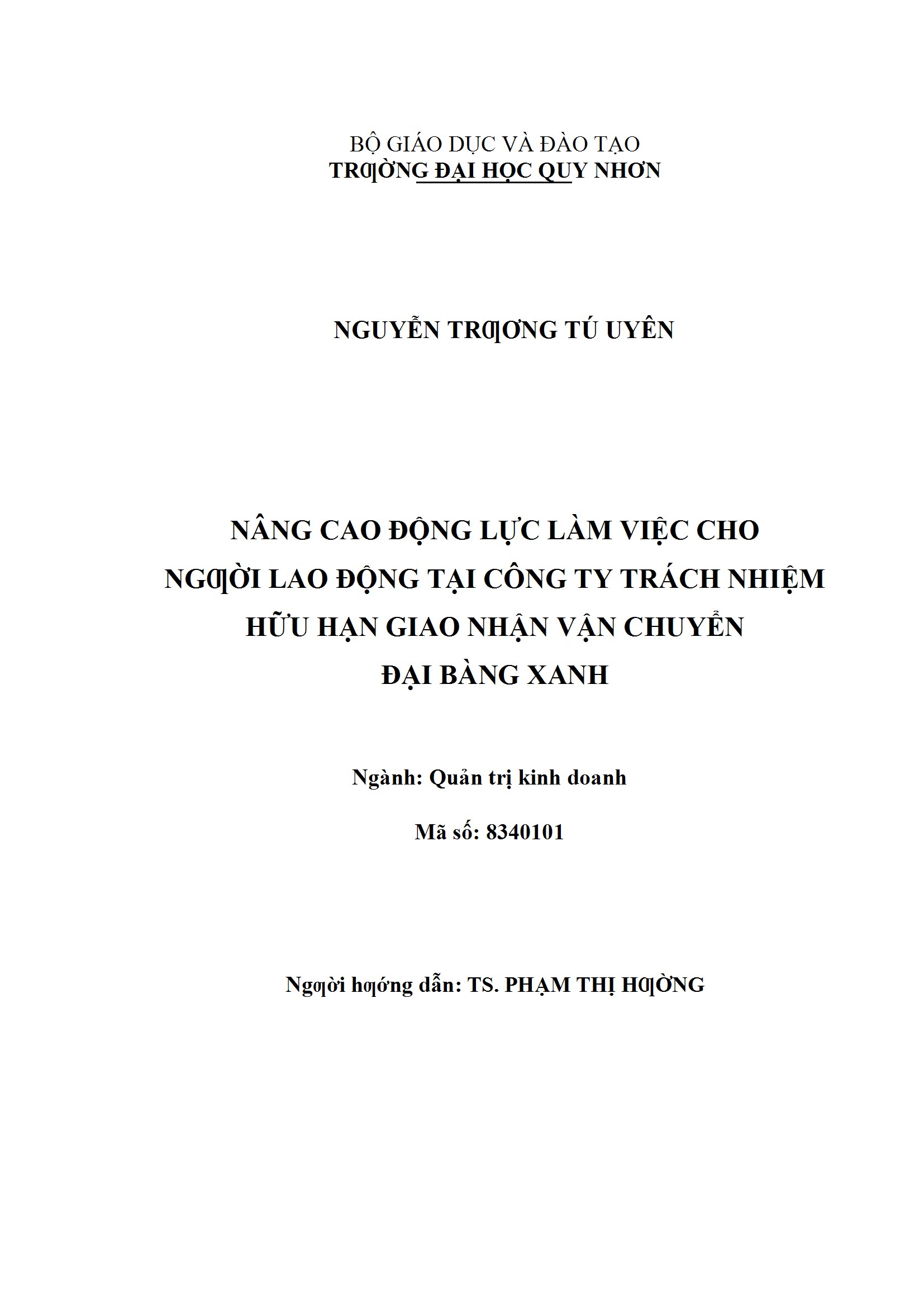 Nâng cao động lực làm việc cho người lao động tại Công ty TNHH Giao nhận Vận chuyển Đại Bàng Xanh