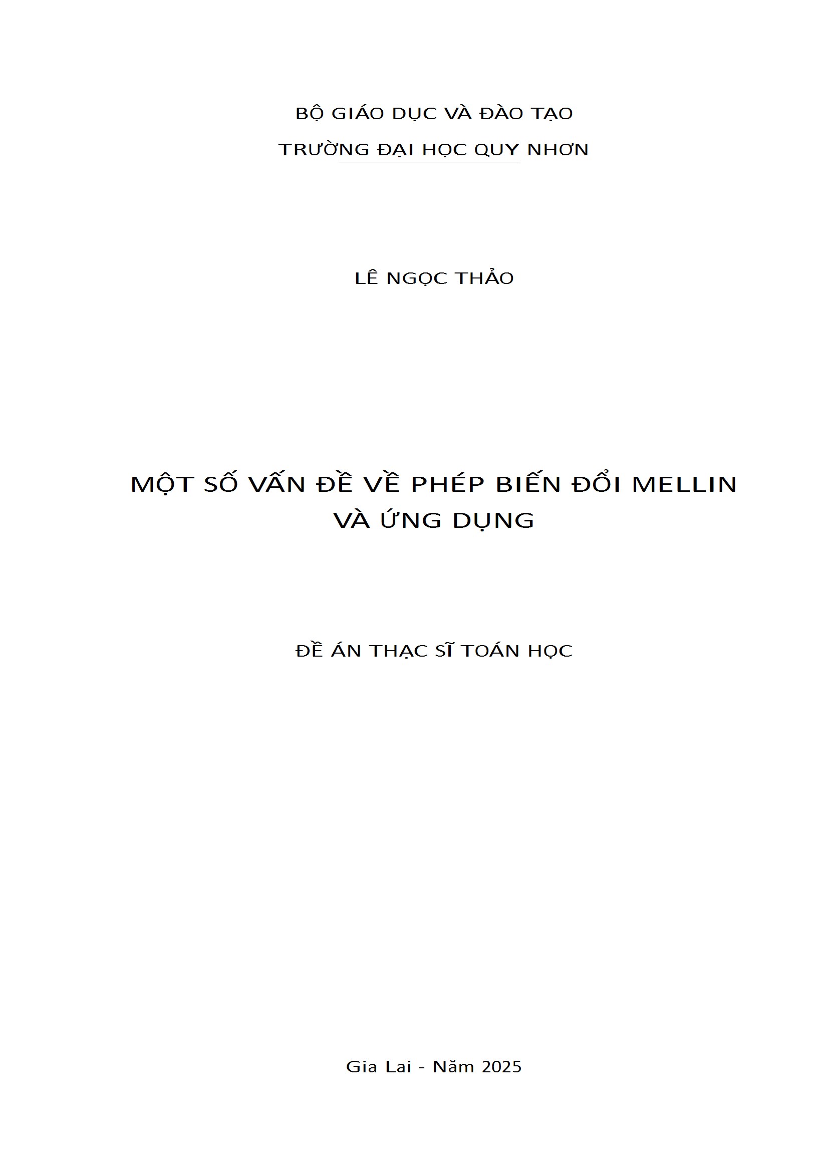 Một số vấn đề về phép biến đổi Mellin và ứng dụng