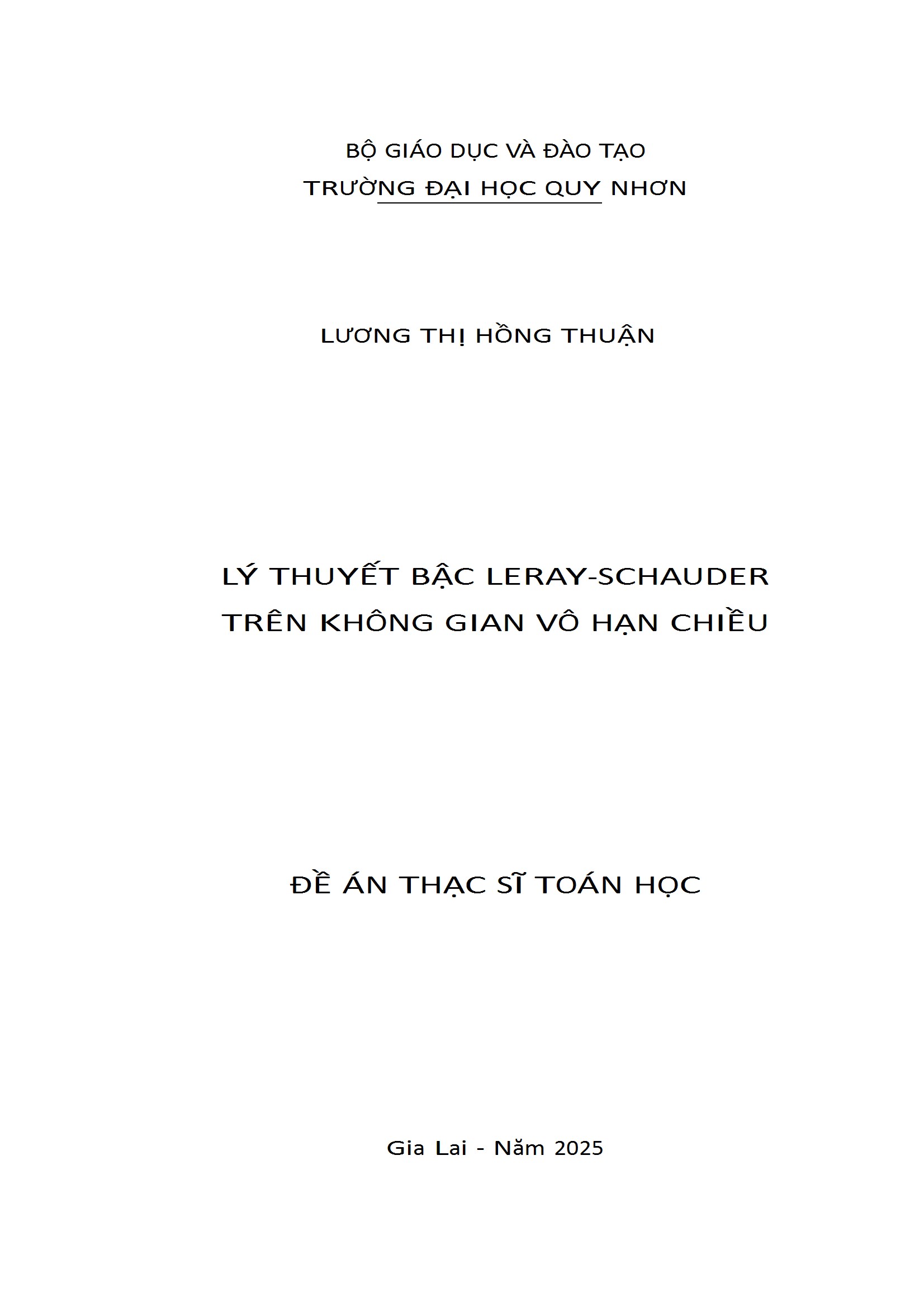 Lý thuyết bậc Leray-Schauder trên không gian vô hạn chiều