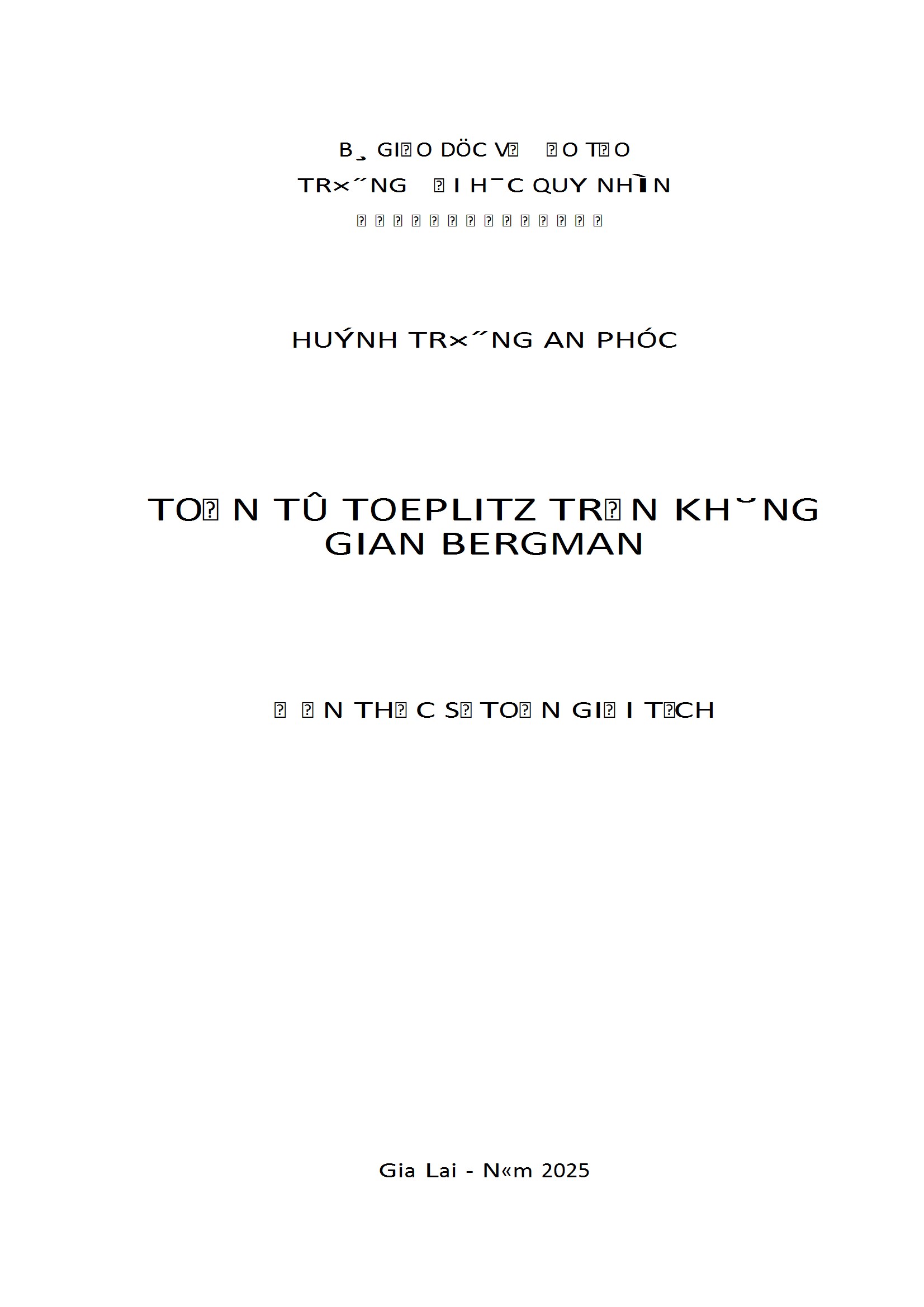 Toán tử Toeplitz trên không gian Bergman