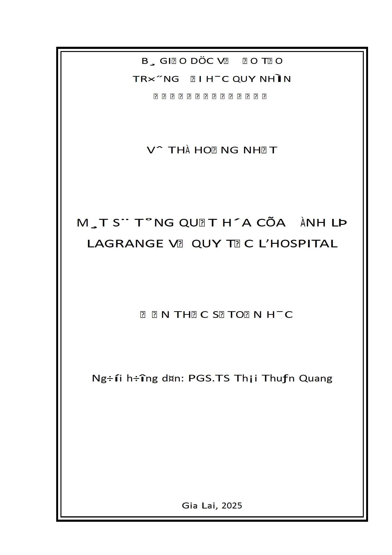 Một số tổng quát hoá của định lý Lagrange và quy tắc L'Hospital