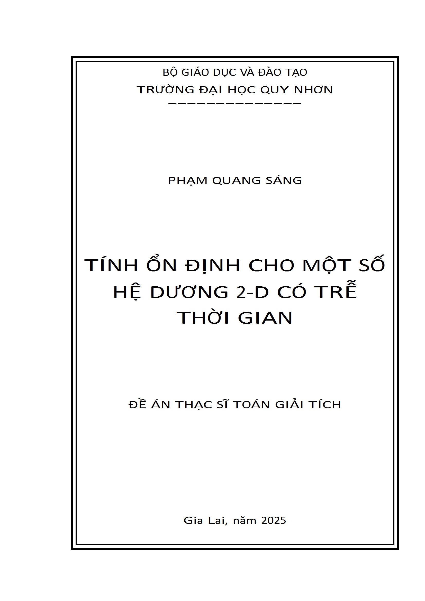 Tính ổn định của một số hệ dương 2-D có trễ thời gian