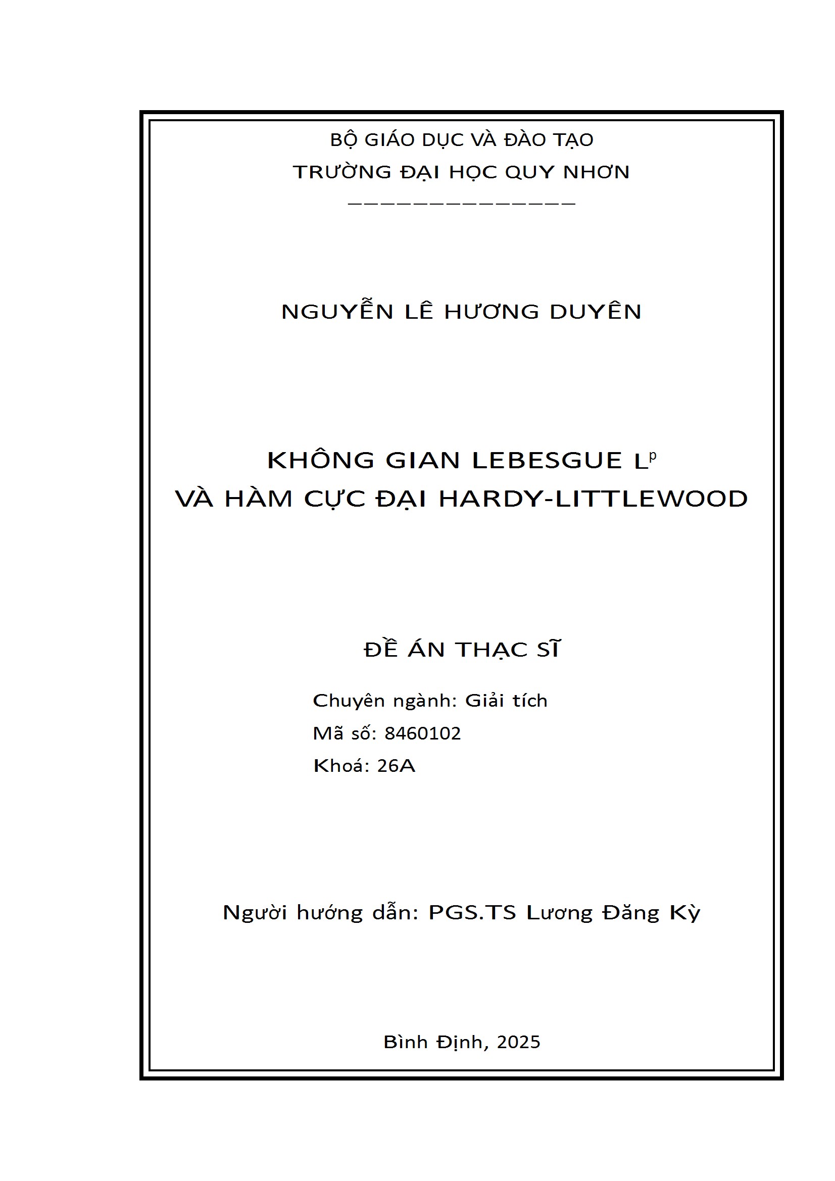 Không gian Lebesgue Lp và hàm cực đại Hardy-Littlewood