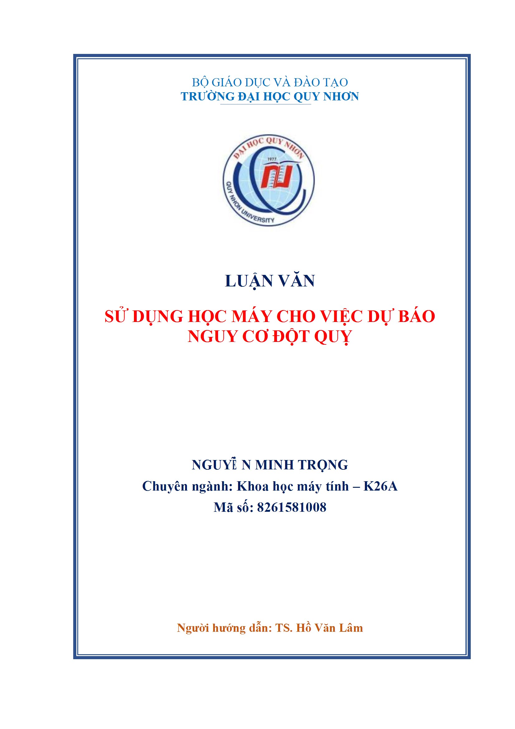 Sử dụng học máy cho việc dự báo nguy cơ đột quỵ