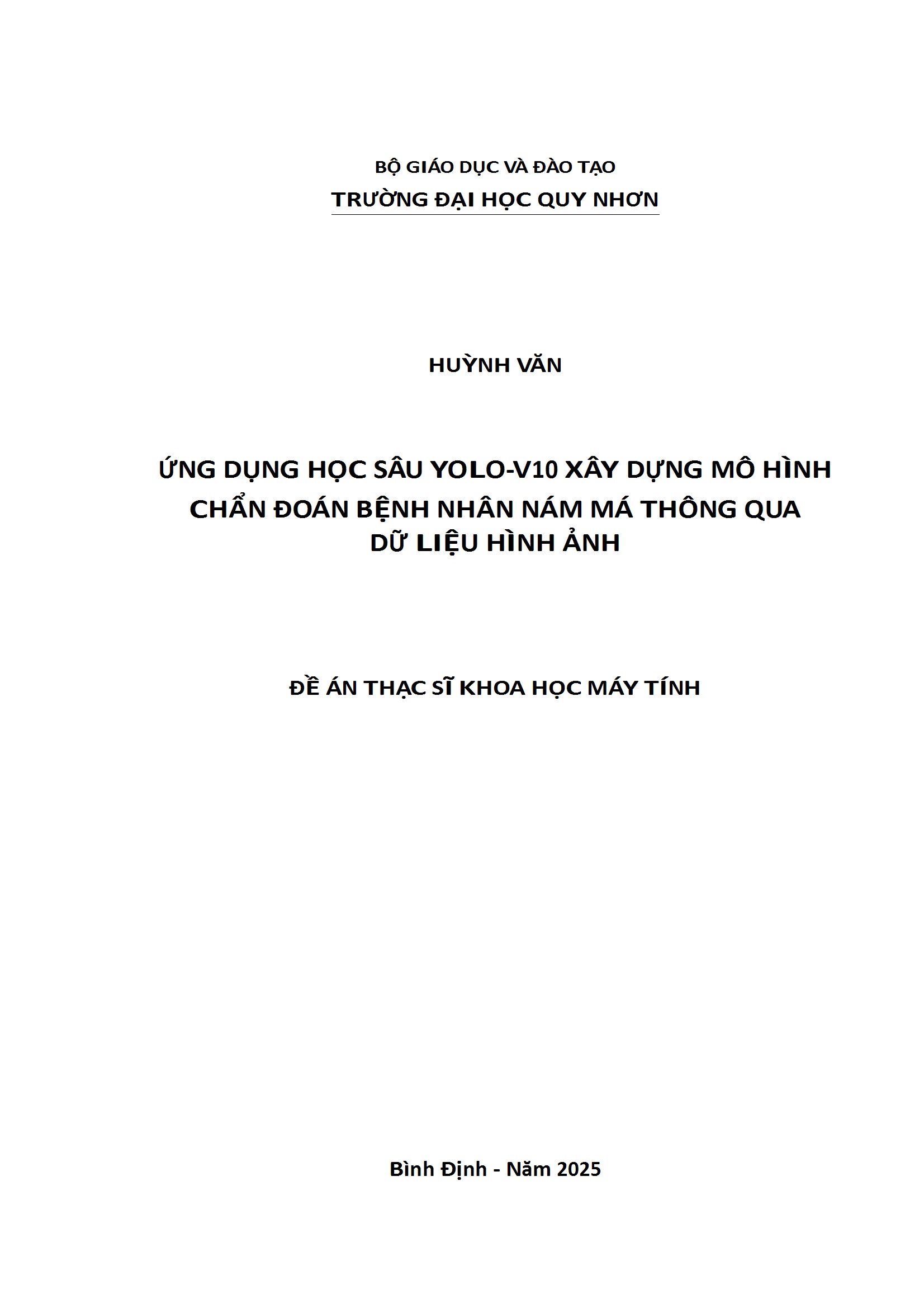Ứng dụng học sâu YOLO-V10 xây dựng mô hình chẩn đoán bệnh nhân nám má thông qua dữ liệu hình ảnh