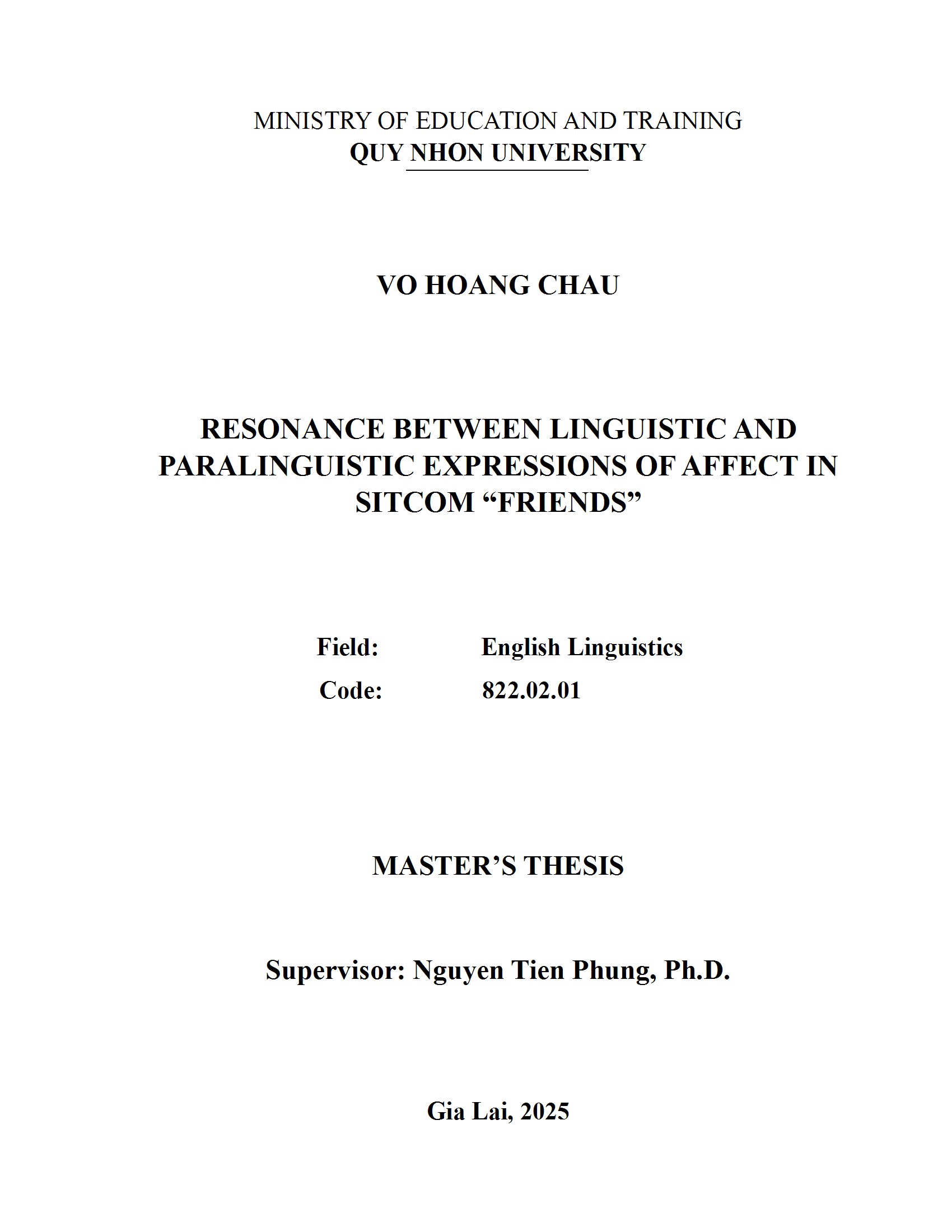 Resonance between Linguistic and Paralinguistic expressions of affect in Sitcom “Friends”
