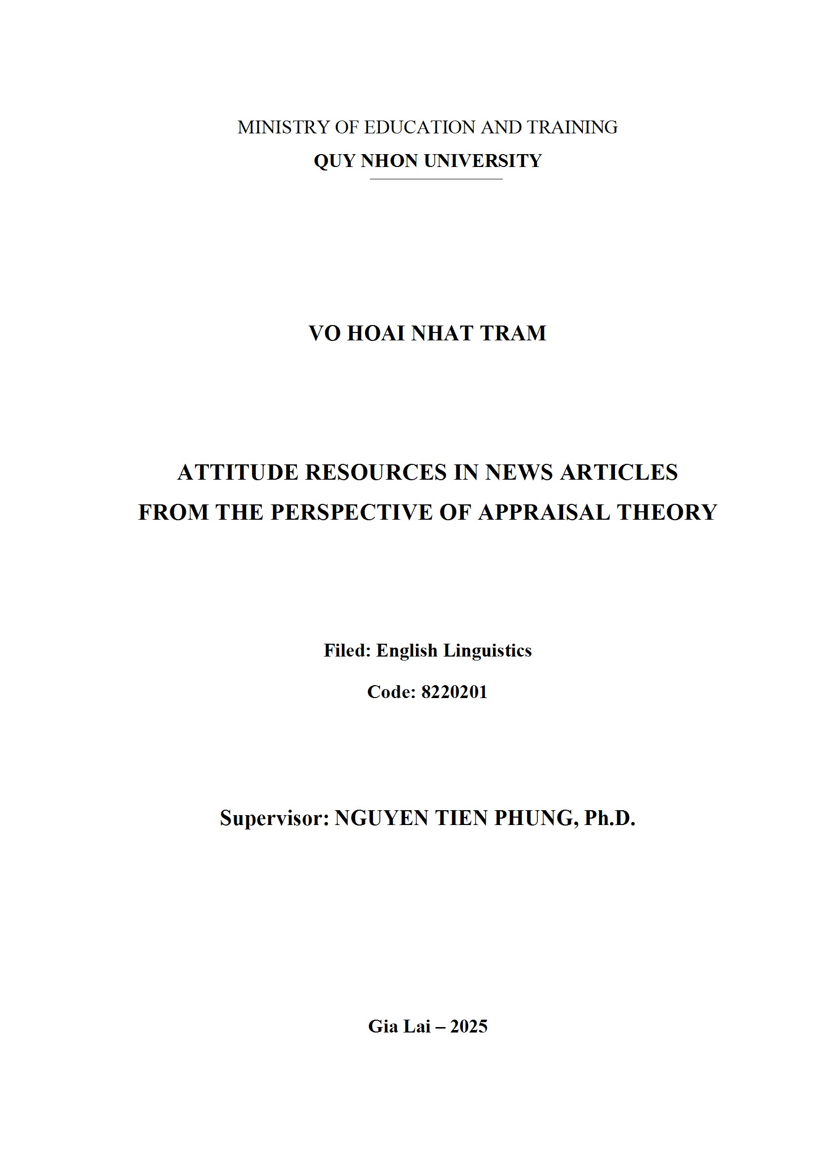 Attitude resources in the new articles from the perspective: Appraisal Theory