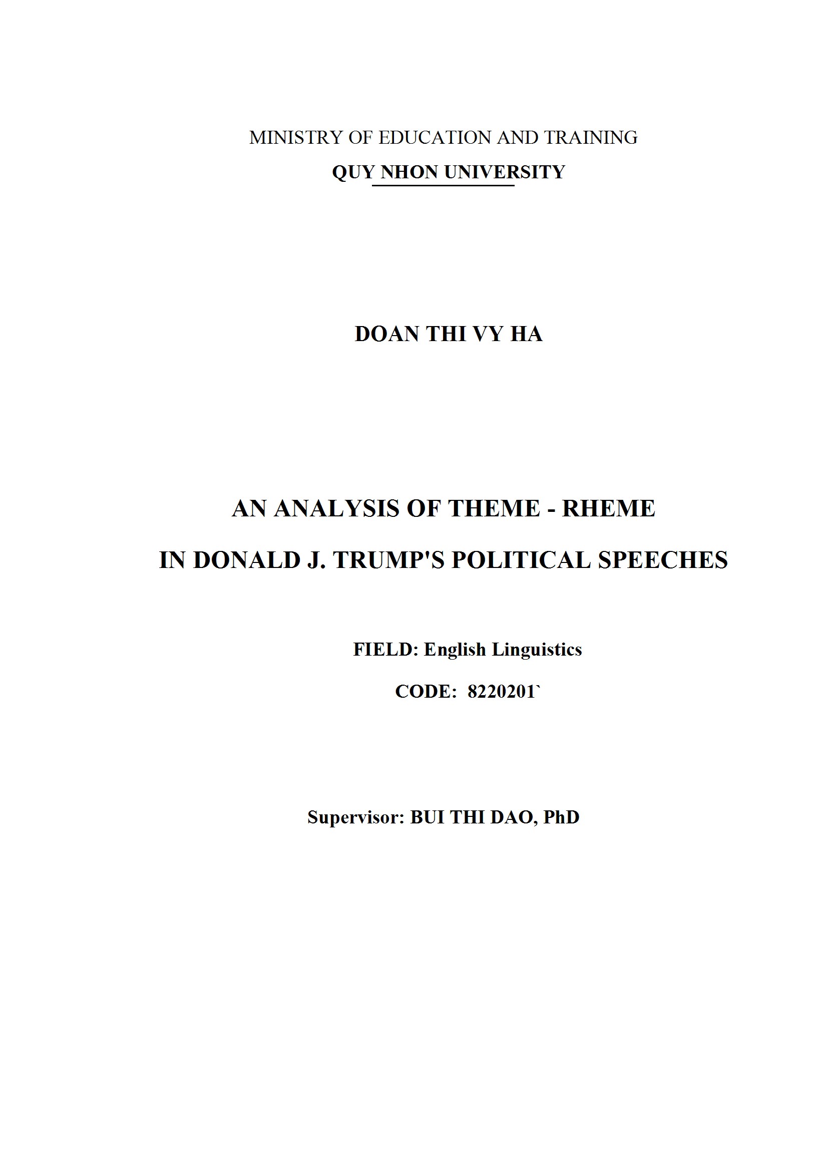 An analysis of Theme - Rheme in Donald J. Trump's political speeches
