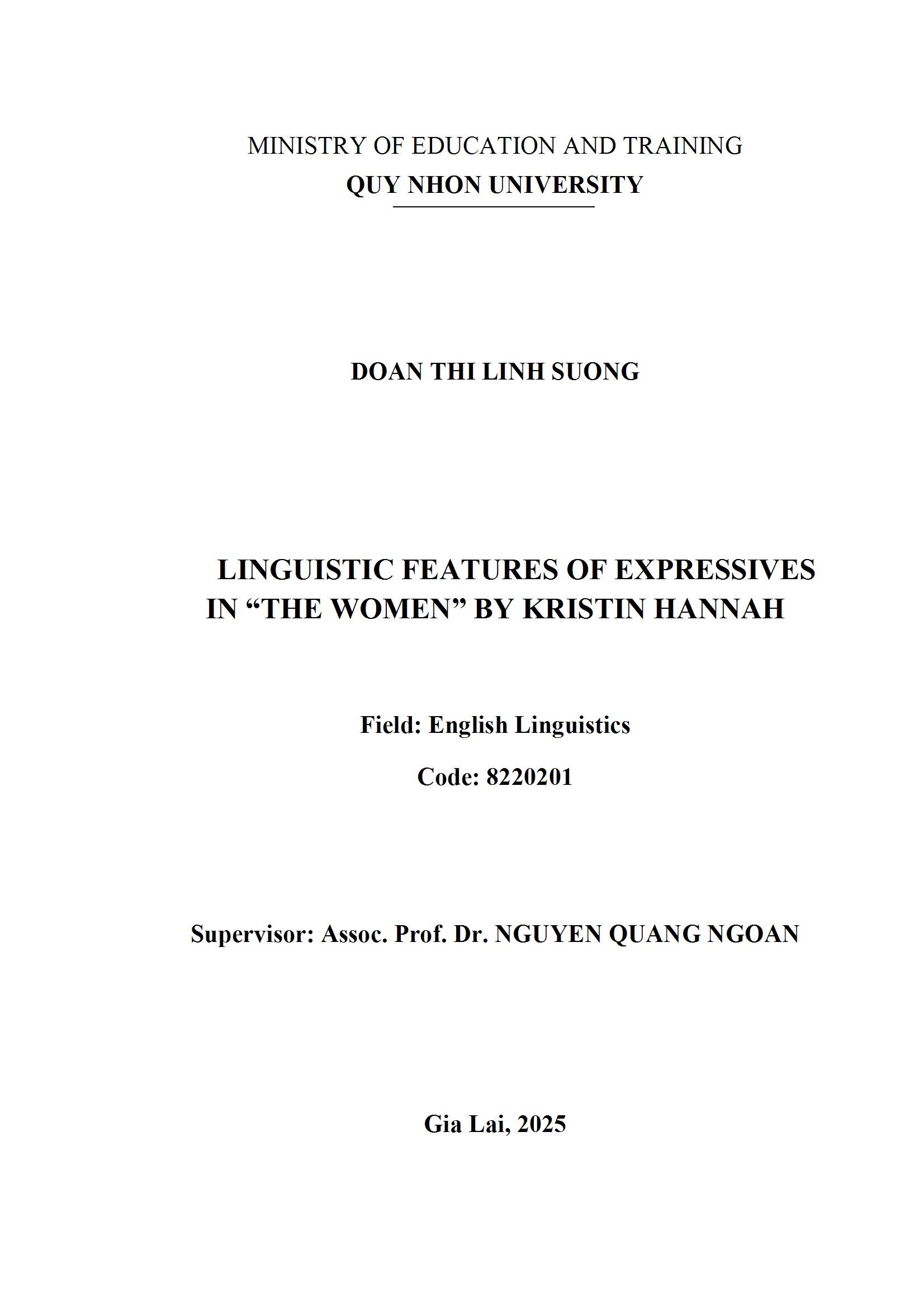Linguistic features of expressives in “The Women” by Kristin Hannah