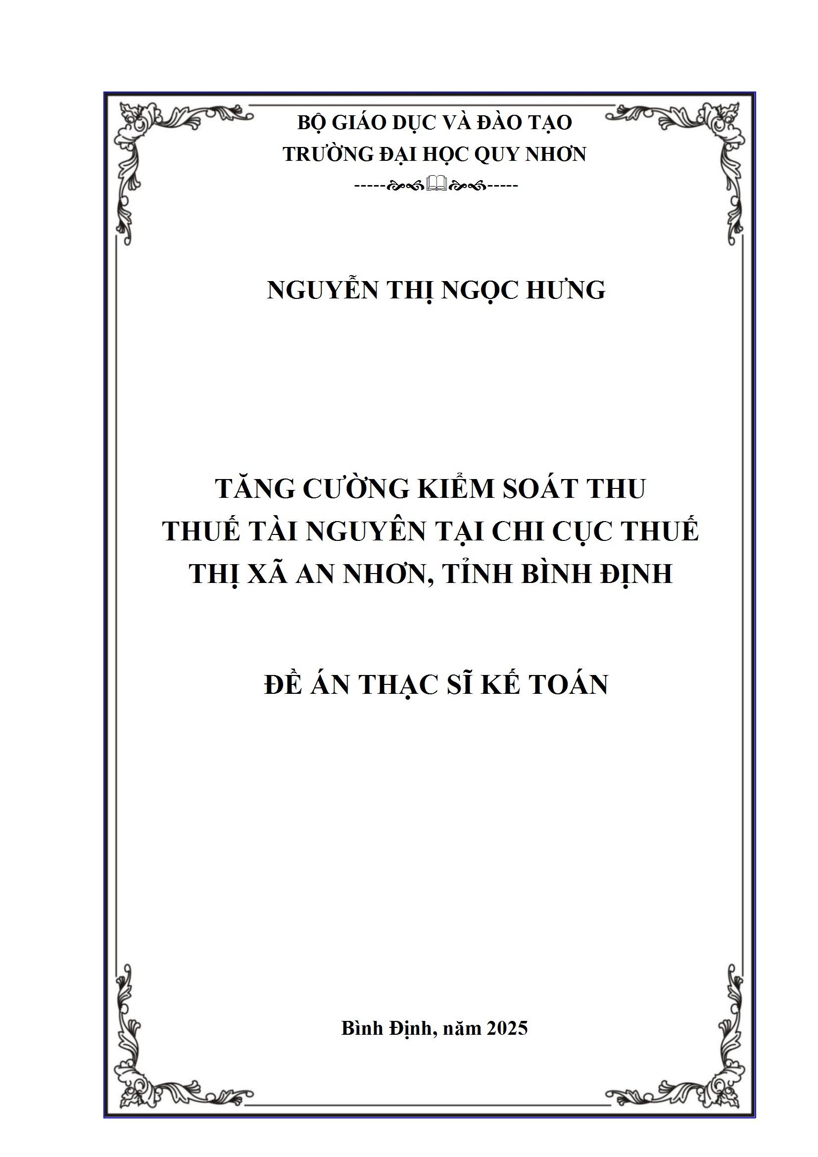 Tăng cường kiểm soát thu thuế tài nguyên tại Chi cục Thuế thị xã An Nhơn, tỉnh Bình Định