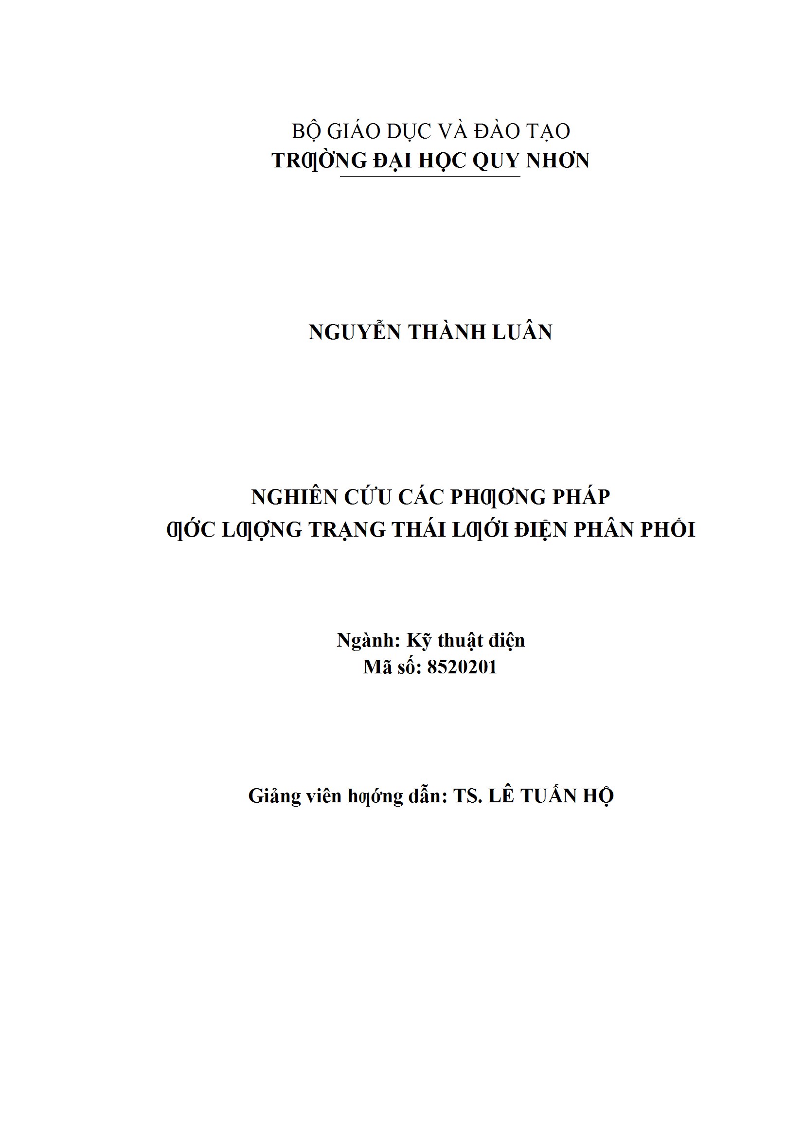 Nghiên cứu các phương pháp ước lượng trạng thái lưới điện phân phối