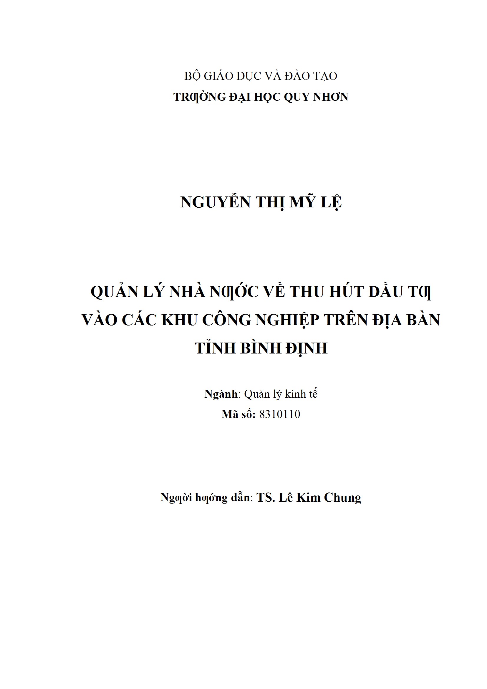 Quản lý nhà nước về thu hút đầu tư vào các khu công nghiệp trên địa bàn tỉnh Bình Định